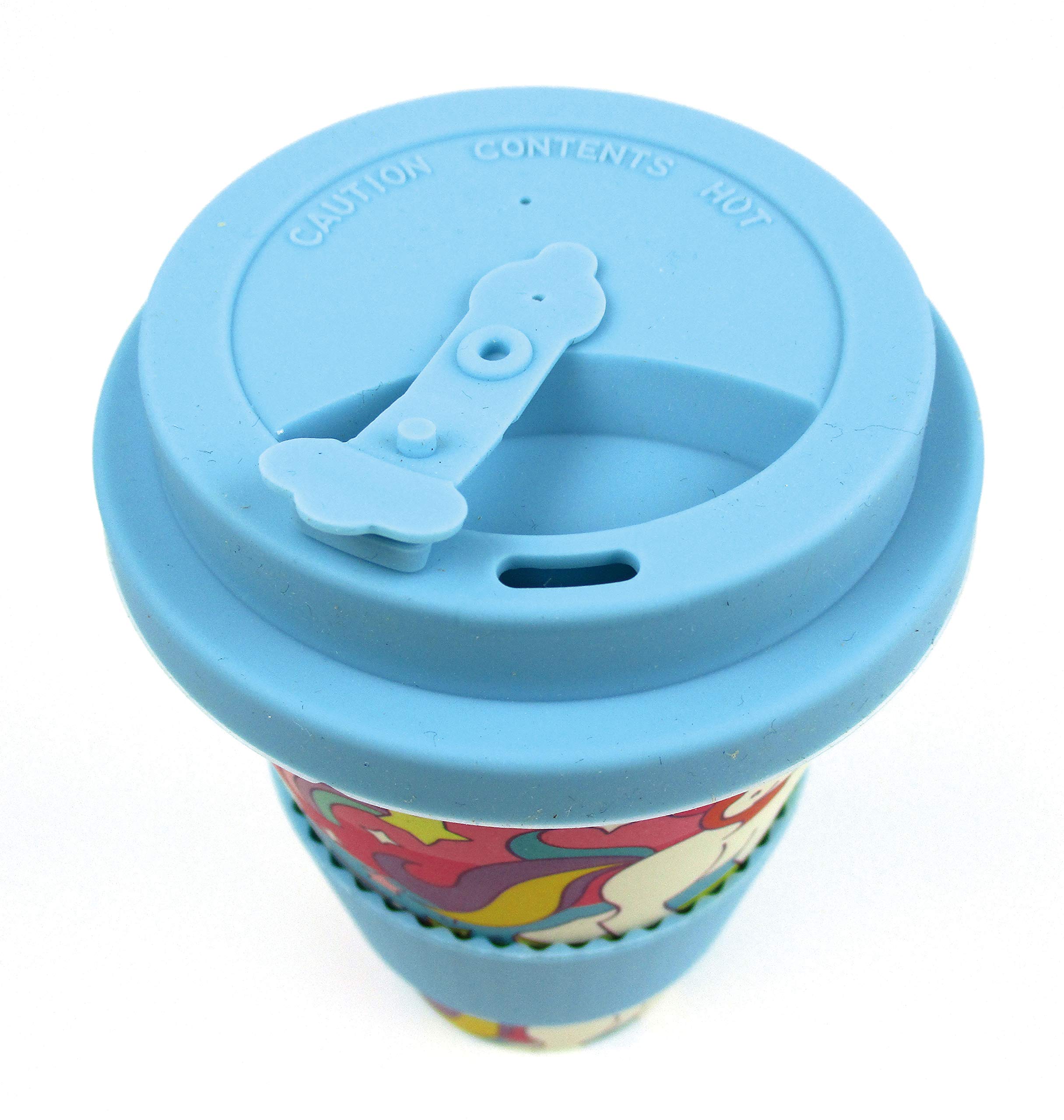 TINYMILLS taza de viaje de fibra vegetal reutilizable ecológica con diseño de unicornio