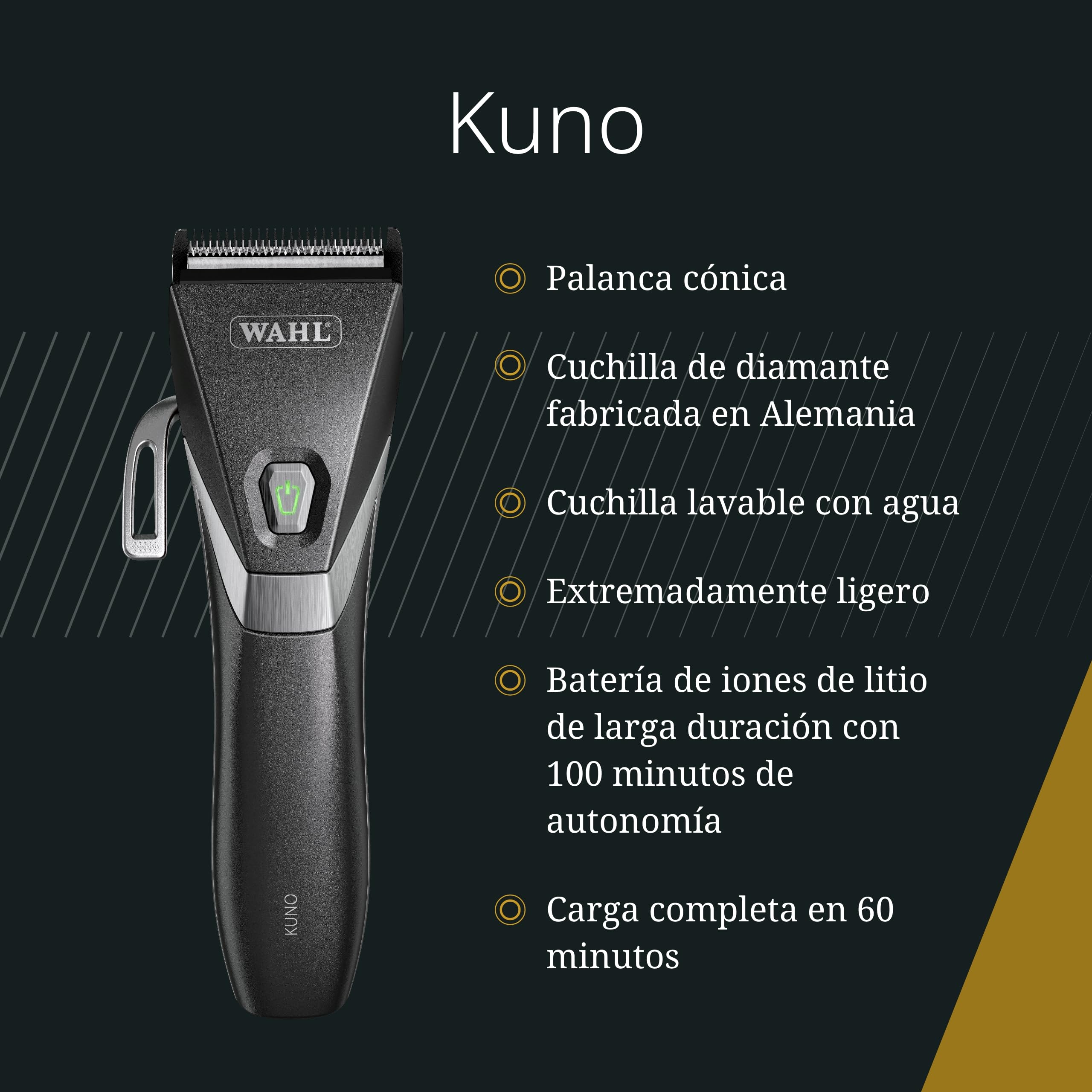 Moser Kuno, Cortapelos Premium con Cable e Inalámbrico, Negro | Cortapelos con Cable e Inalámbrico, 2 Cuchillas Desmontables, Motor 7200 RPM, hasta 2 Horas de Autonomía, 6 Peines