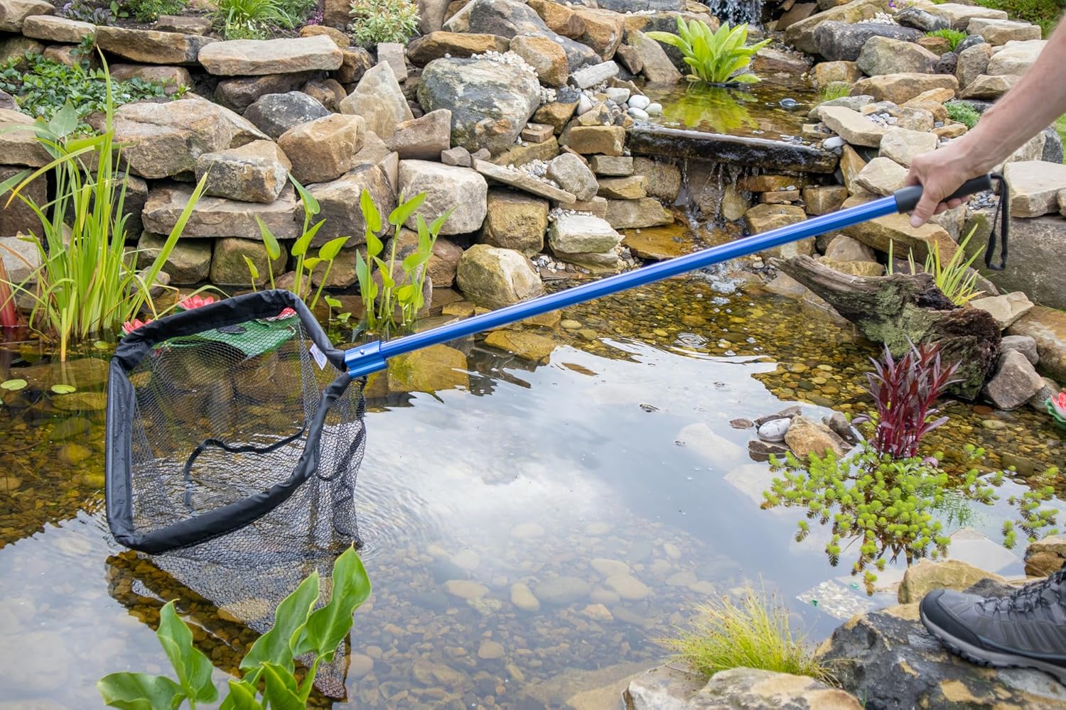 PondH2o Heavy Duty Pond Net System for Koi Fish Ponds, Includes Five (5) Different Net Heads and Three (3) Heavy Duty Poles, All Interchangeable, Water Garden Pond Care Set