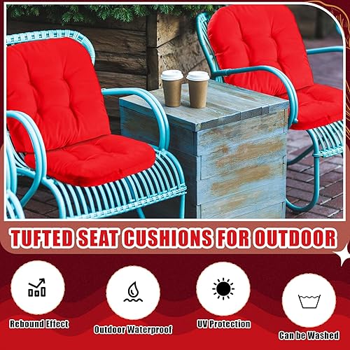 Miniatura 5 de Barydat 4 cojines para sillas de exterior de 18.9 x 18.9 pulgadas, cojines para muebles de patio, cojín de asiento con esquinas redondas para silla