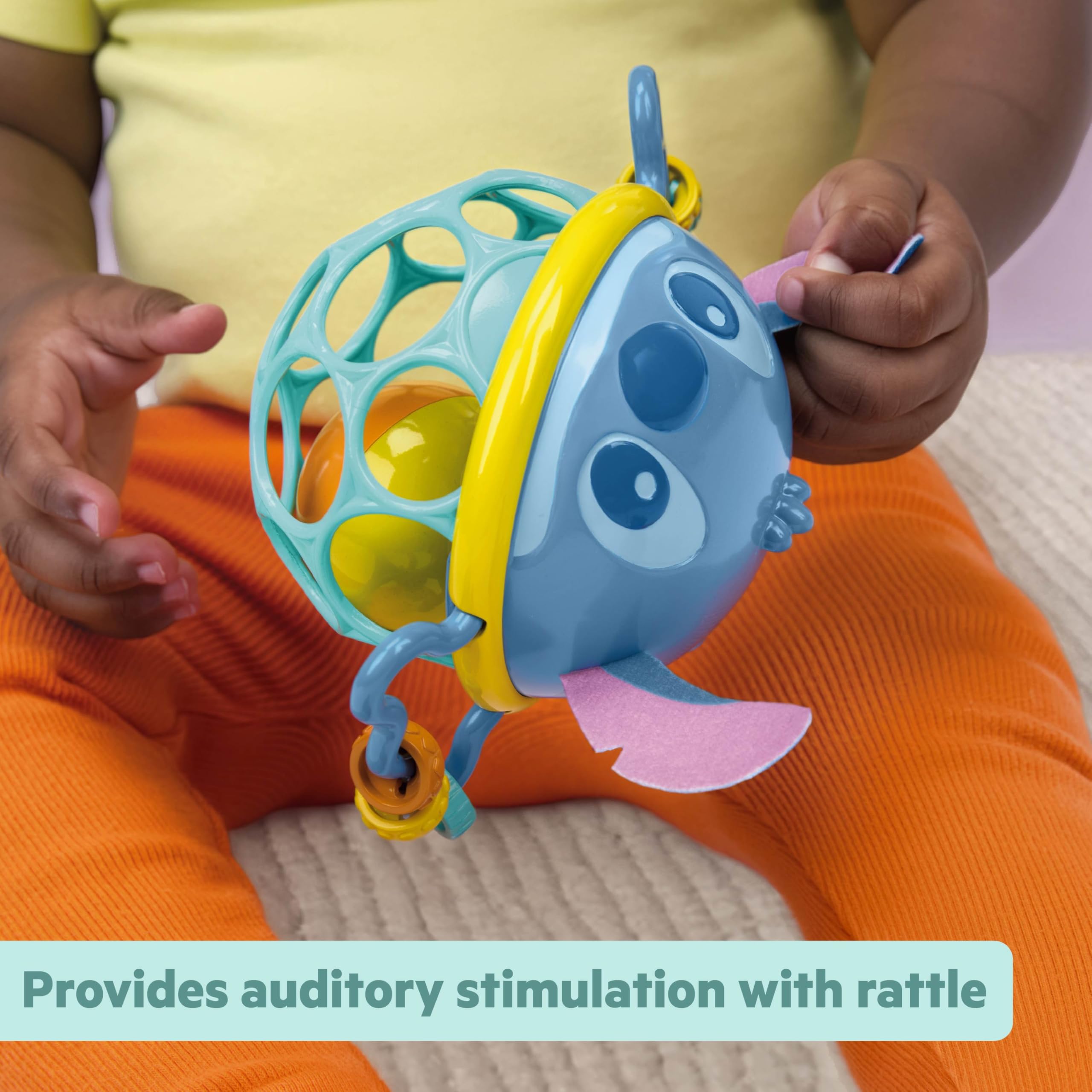 Disney Baby Stitch Sonaglio Jingle & Shake Oball di Bright Starts con Tecnologia Oball Facile da Afferrare, Unisex, da Neonato in Su