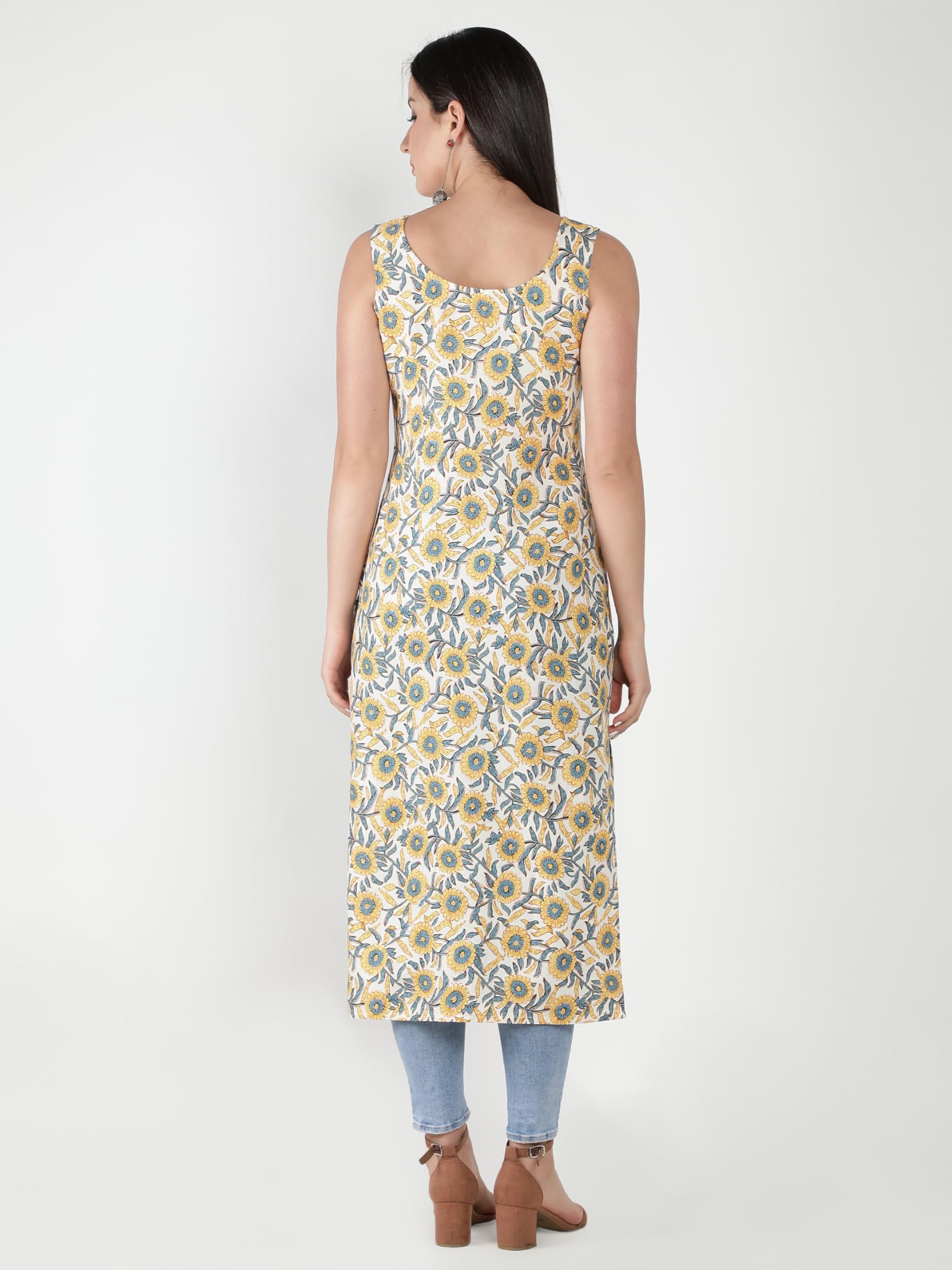 Patlani Women's Micro Crepe Full Stitched Kurti. Cream