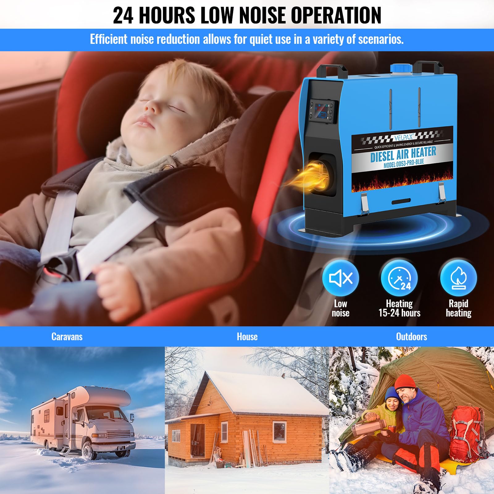 Riscaldatore diesel tutto in uno, riscaldatore ad aria diesel con telecomando e schermo LCD, riscaldatore di parcheggio a riscaldamento rapido a basso rumore, riscaldatore diesel portatile per camion