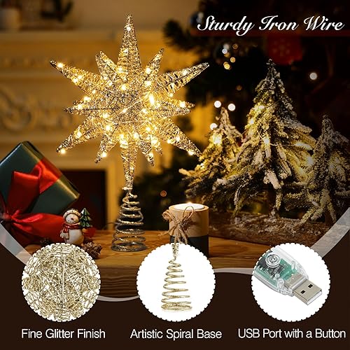 Miniatura 3 de Lewondr Decoración para árbol de Navidad, oro champán