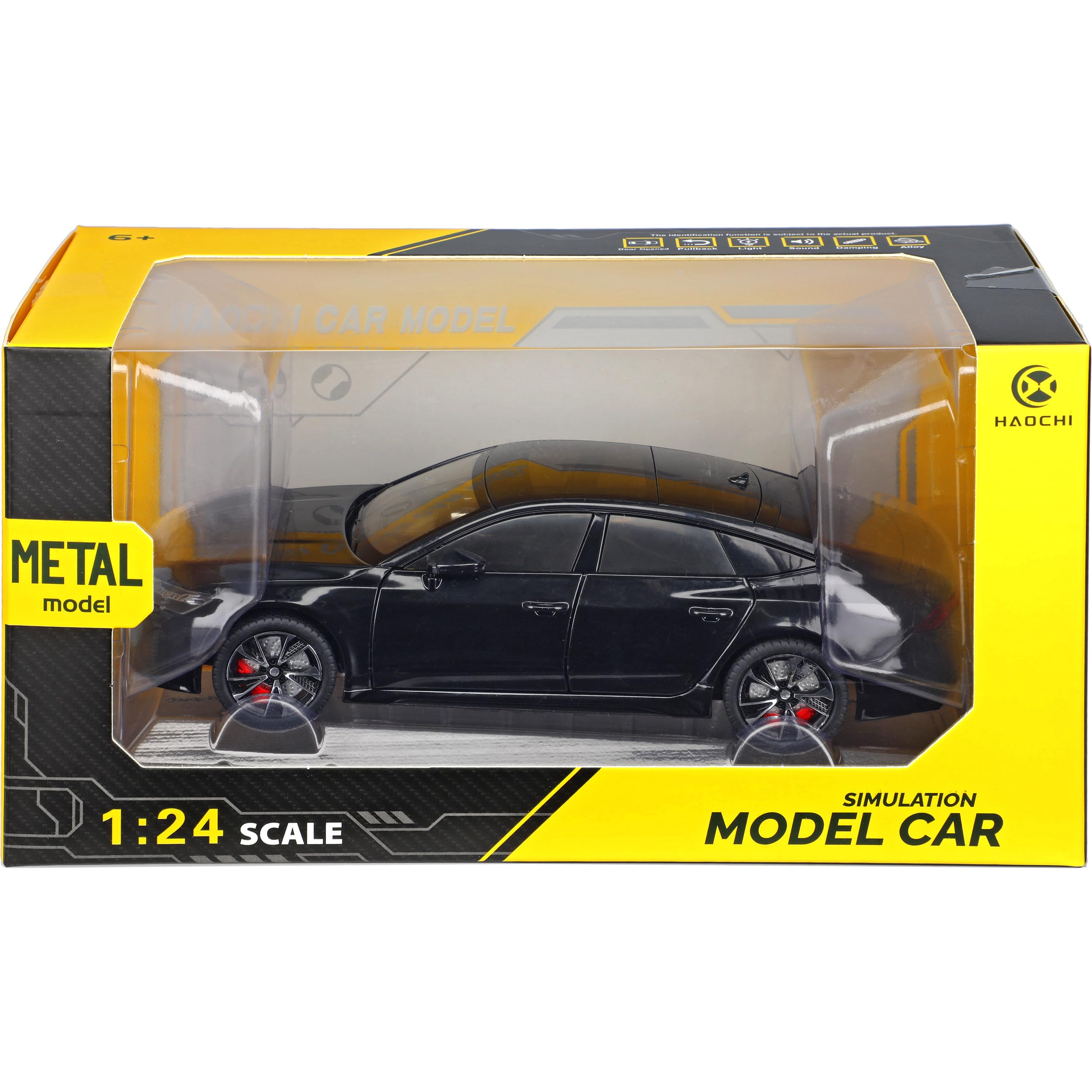 Generisch A*u*d*i A7 RS7 C8 Limousine Schwarz 2018-2025 mit Licht und Sound 1/24 Modell Auto