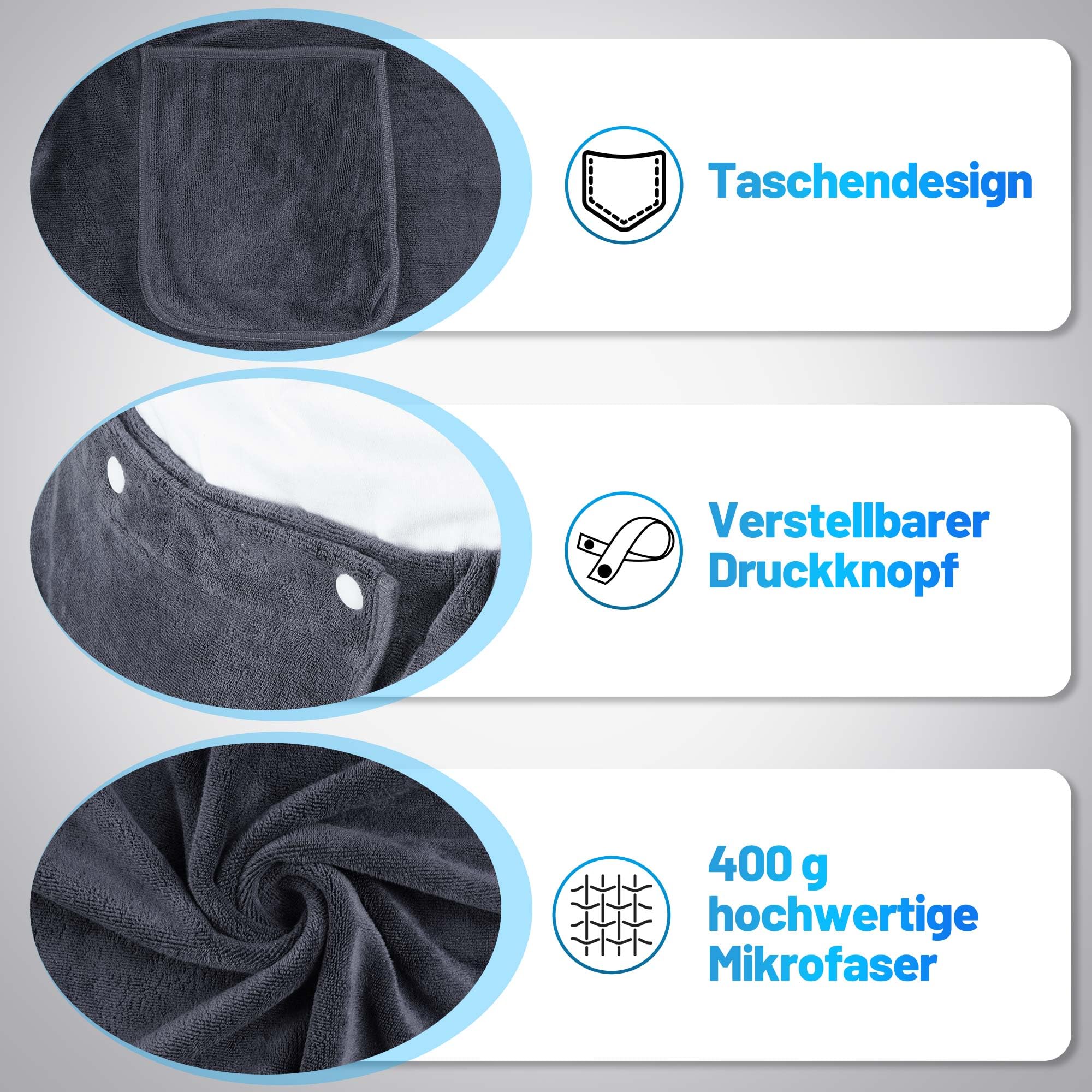 Saunakilt Herren 60x150 cm, Verstellbarer Druckknopf Saunahandtuch, Saunatuch Elastischer Bund, Sauna Kilt Männer Geeignet für Sauna, Schwimmbad, Strand