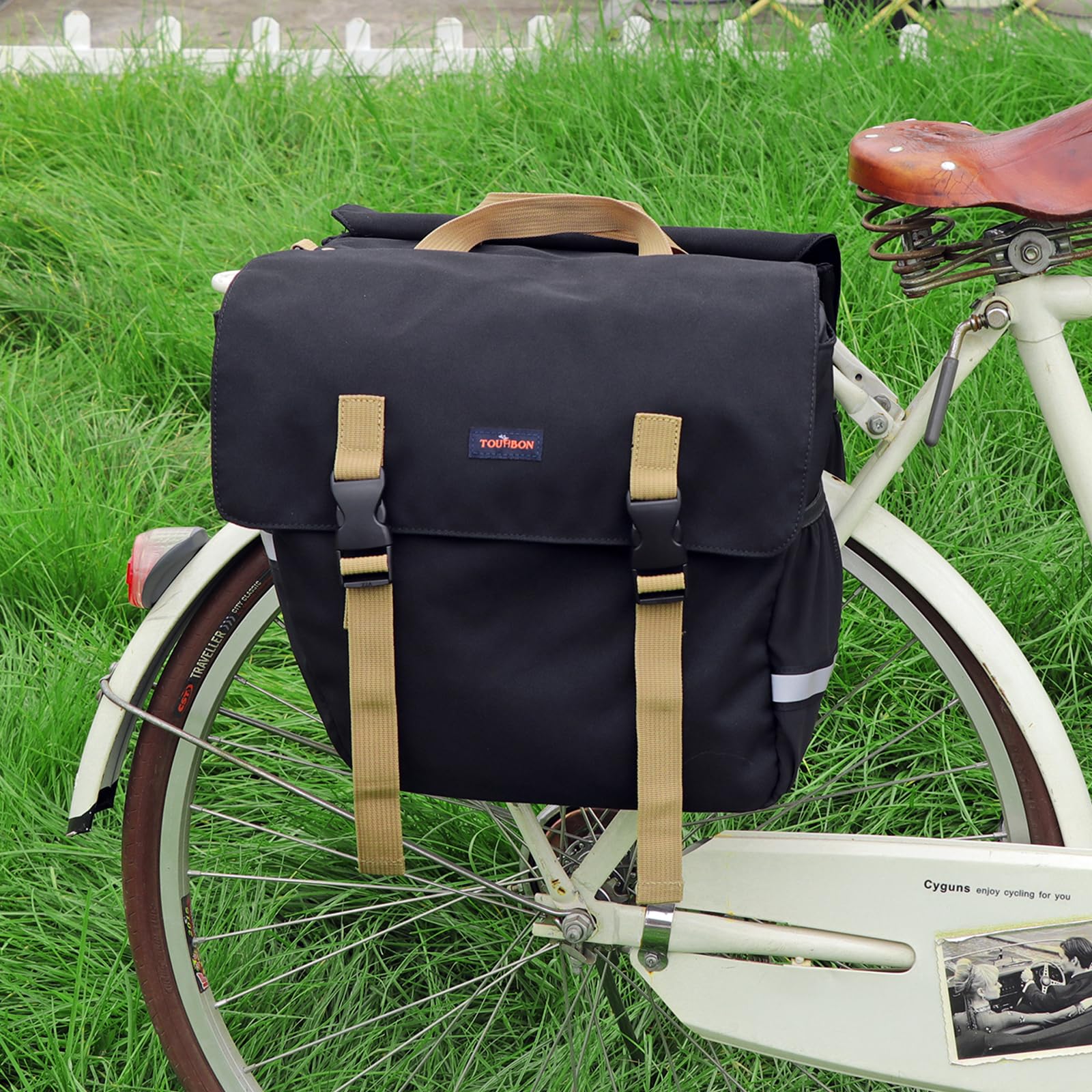 Sacoches Vélo Arrière Tourbon – Double, Marron, Convertibles En Sac à Dos
