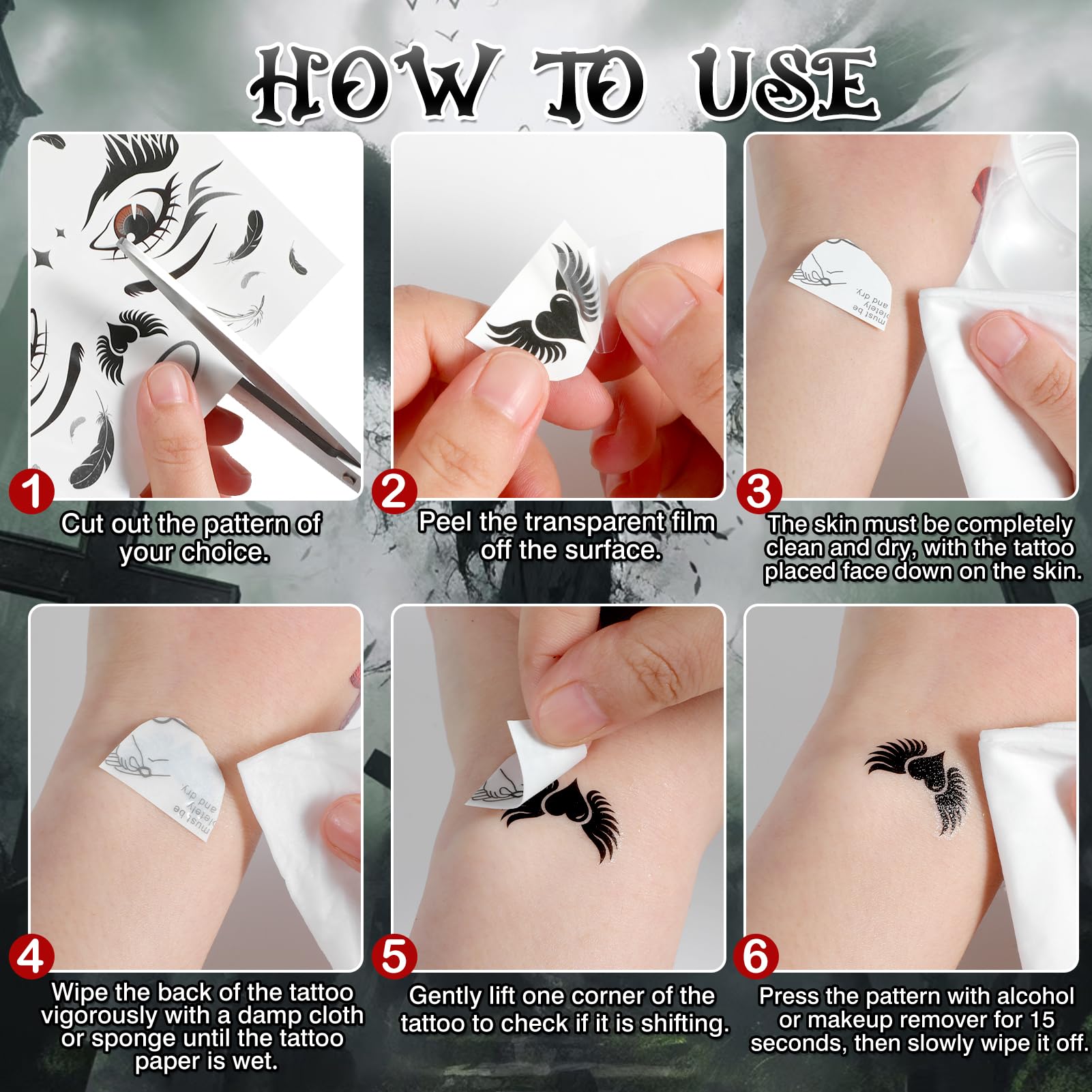 HOWAF 4 PCS Halloween Face Tattoos - Image 3