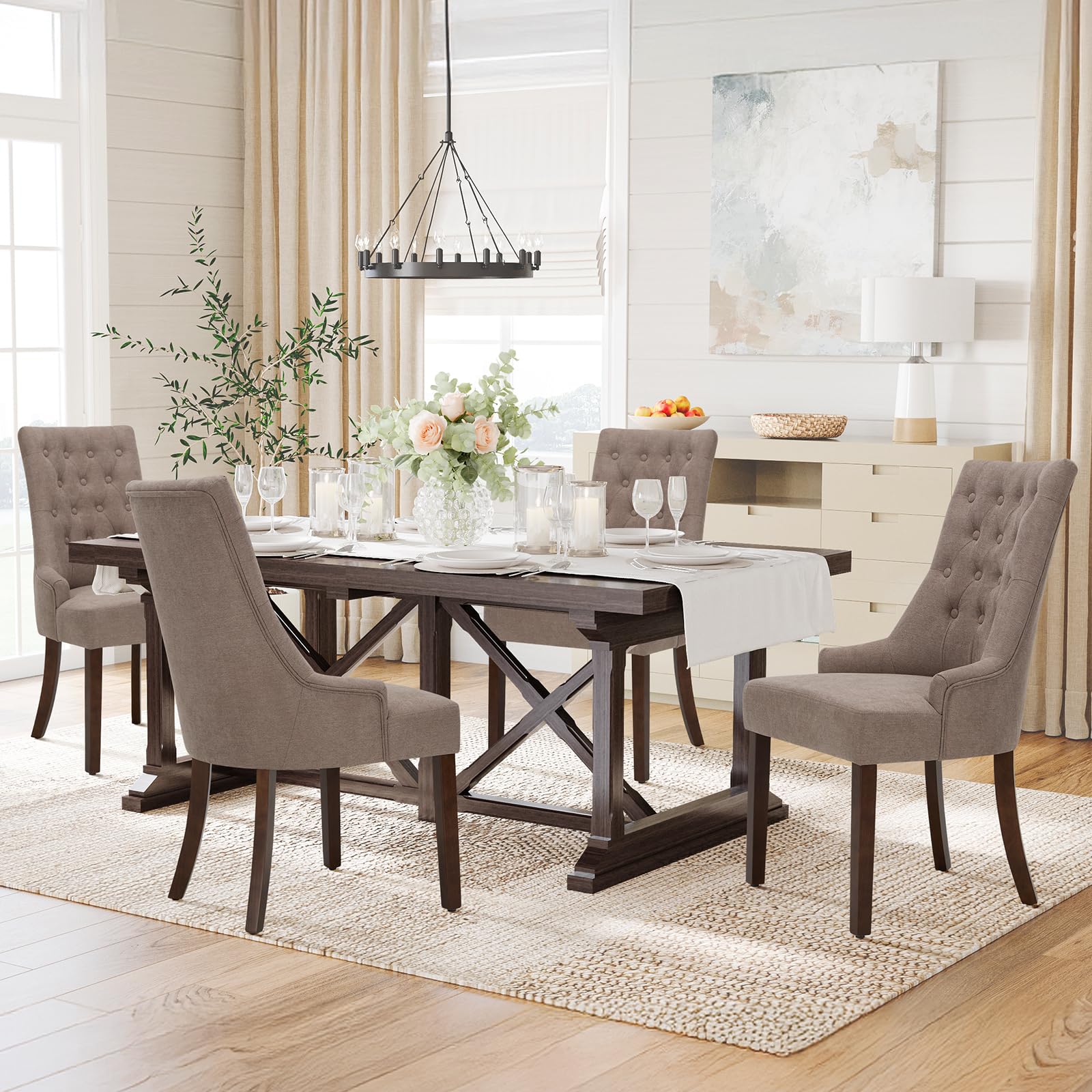 COLAMY Wingback Dining Chairs Set of 4