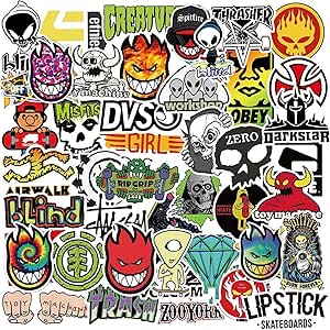 Loahayeii Skateboard Stickers 100Pcs/Pack Cool Waterproof Stickers for Laptop Water Bottle Suitcase Phone, Skateboarding Stickers Decal for Teens Boys Adults