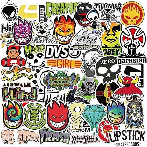 Skateboard Stickers 100Pcs/Pack Cool Waterproof Stickers for Laptop Water Bottle Suitcase Phone, Skateboarding Stickers Decal for Teens Boys Adults