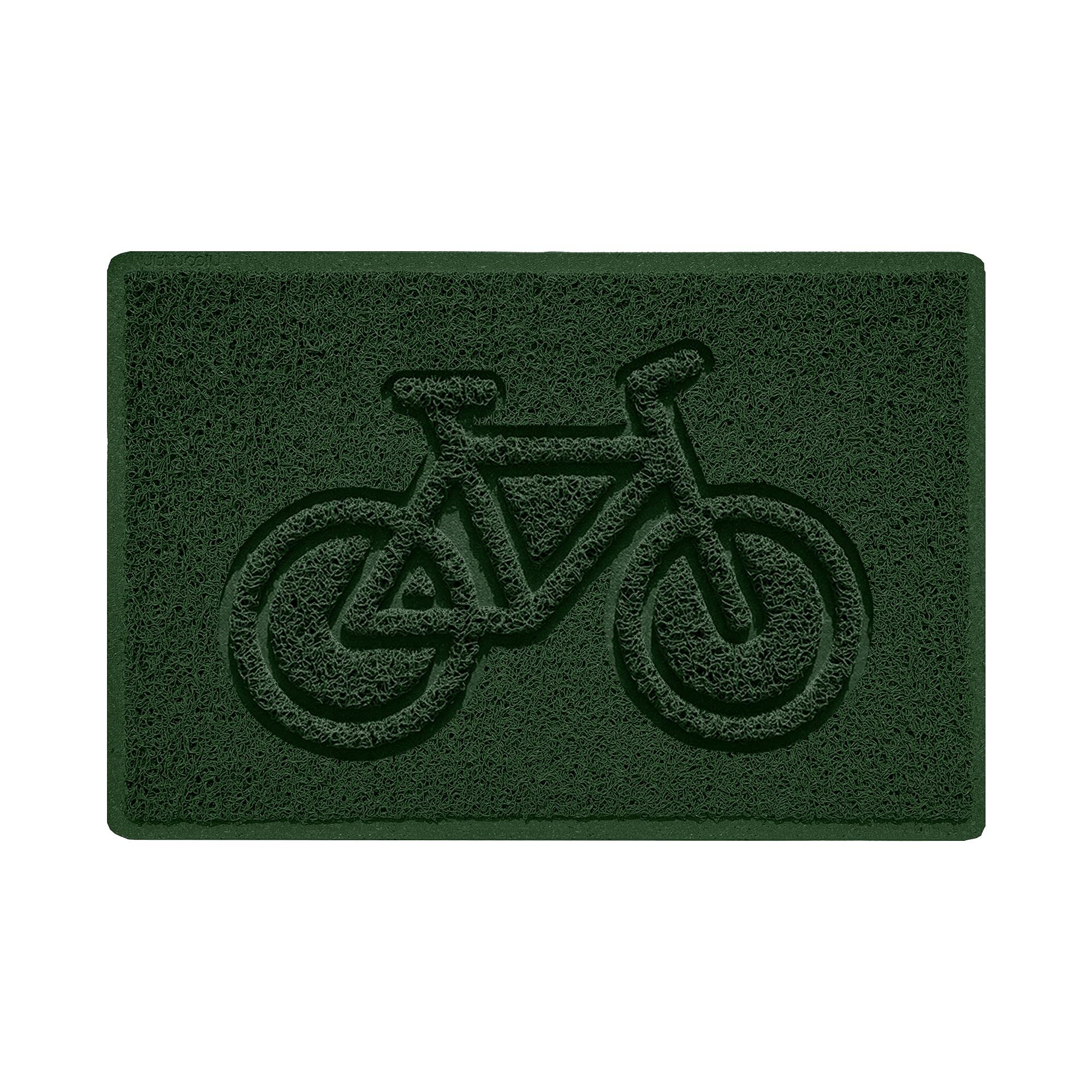Nicoman Bike Embossed Shape Door Mat Dirt-Trapper Jet-Washable Doormat-(Use Indoor or Sheltered Outdoor)- (60x40cm/23.6x15.7inches, Small) Green