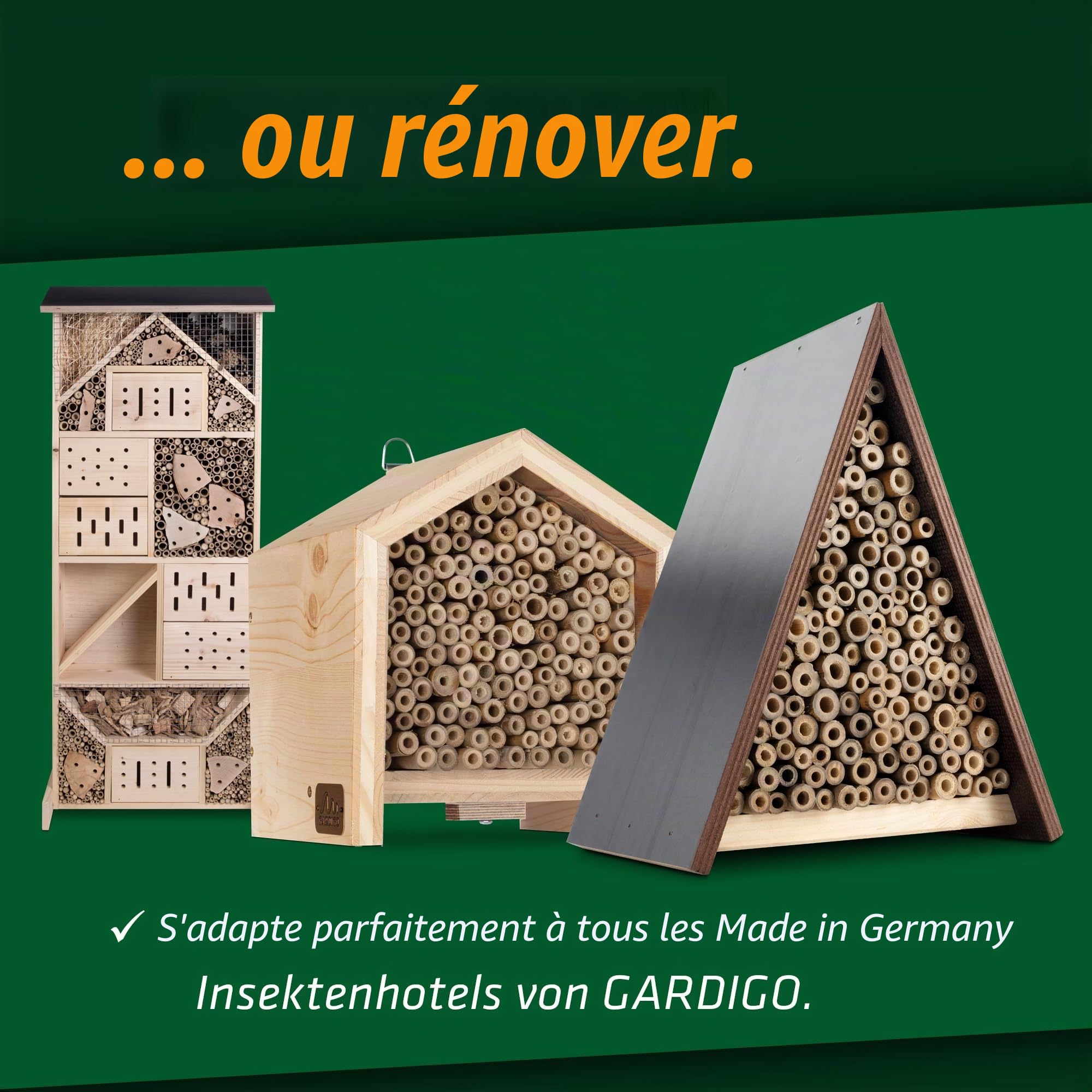GARDIGO® Tubes en Bambou Premium pour Hôtel à Insectes - Lot de 300 | Tubes de Nidification en Bambou pour Abeilles Sauvages | Bords Nettoyés | Accessoire de Remplissage pour Maison à Insectes