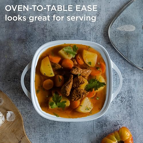 Miniatura 12 de CorningWare QuickHeat - Tostador de aluminio fundido de 5.7 cuartos de galón con tapa e interior de cerámica antiadherente, ligero y rápido