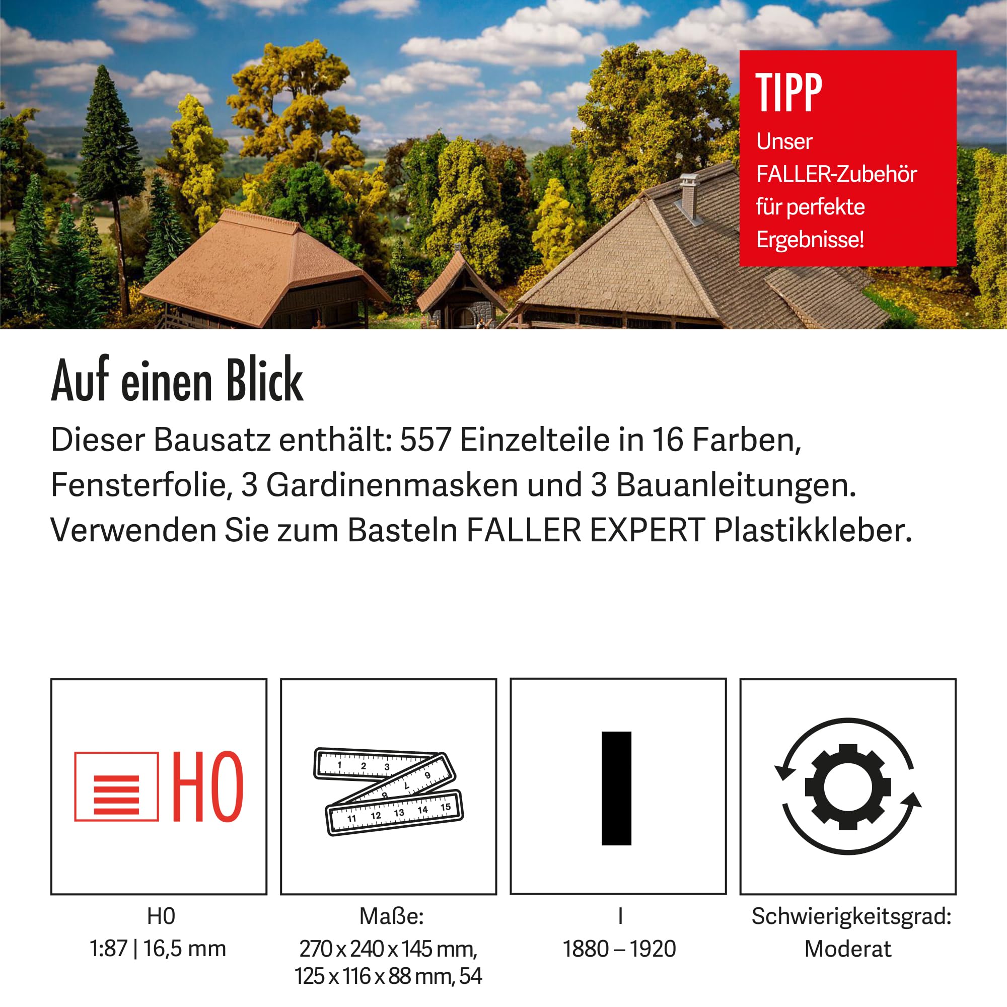 Faller 130677 Schwarzwald-Set Vogtsbauernhof, 27 x 24 x 14.5 cm, Holzfarben
