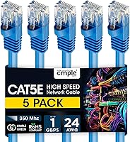 Vista 19 de Cmple - Cable Ethernet Cat5e de 7 pies, Cable Patch Ethernet UTP Cat 5e de 350 MHz, Cable LAN de red de 1 Gbps, Conectores RJ45, Compatible con PC