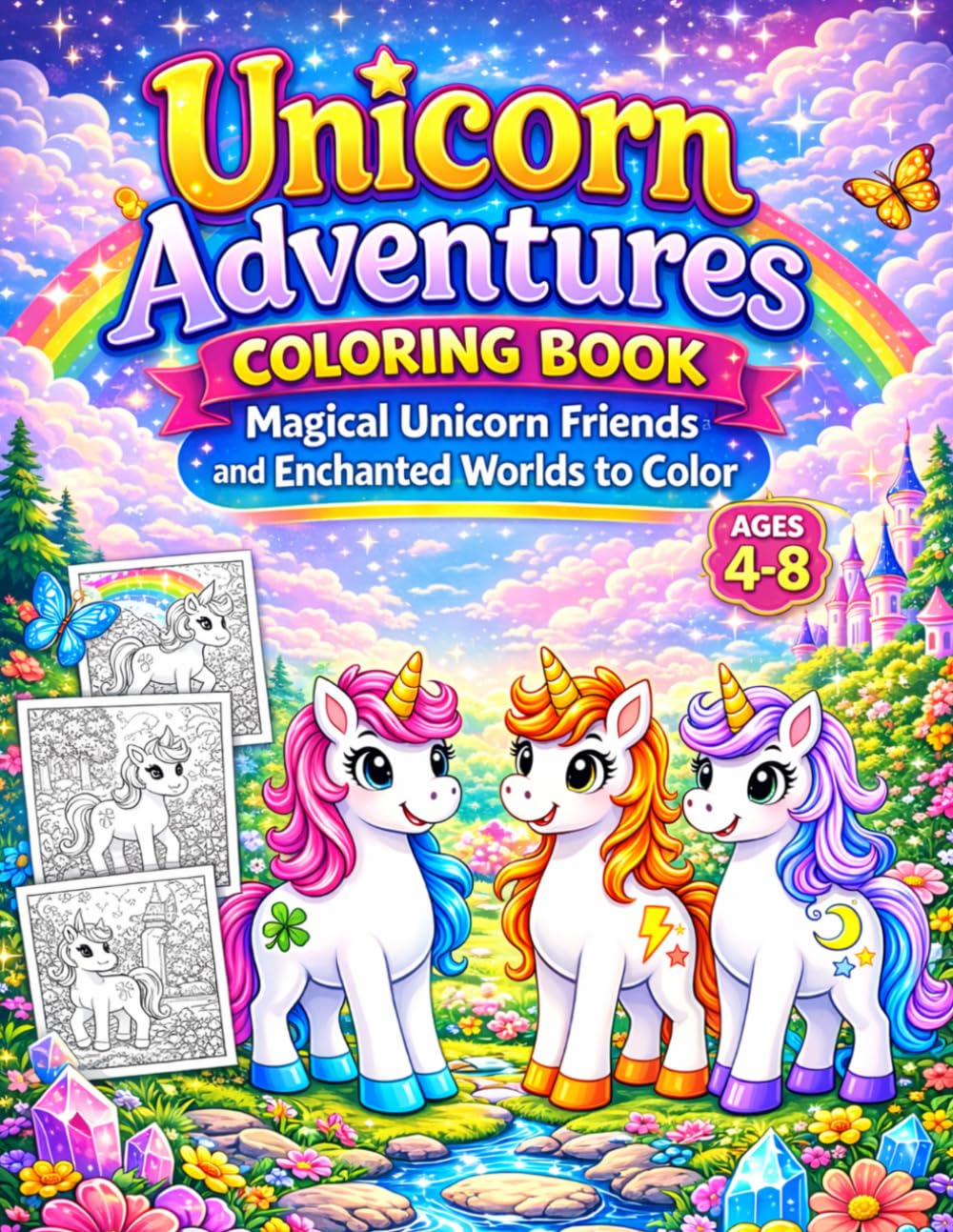 Unicorn Adventures Coloring Book for Kids Ages 4-8: Magical Unicorn Friends and Enchanted Worlds to Color (Magical Adventures Coloring Book Series for Kids Ages 4-8)