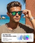 Lunettes de soleil polarisées KALIYADI pour hommes : lunettes classiques pour la conduite et la pêche avec verres haute définition UV400