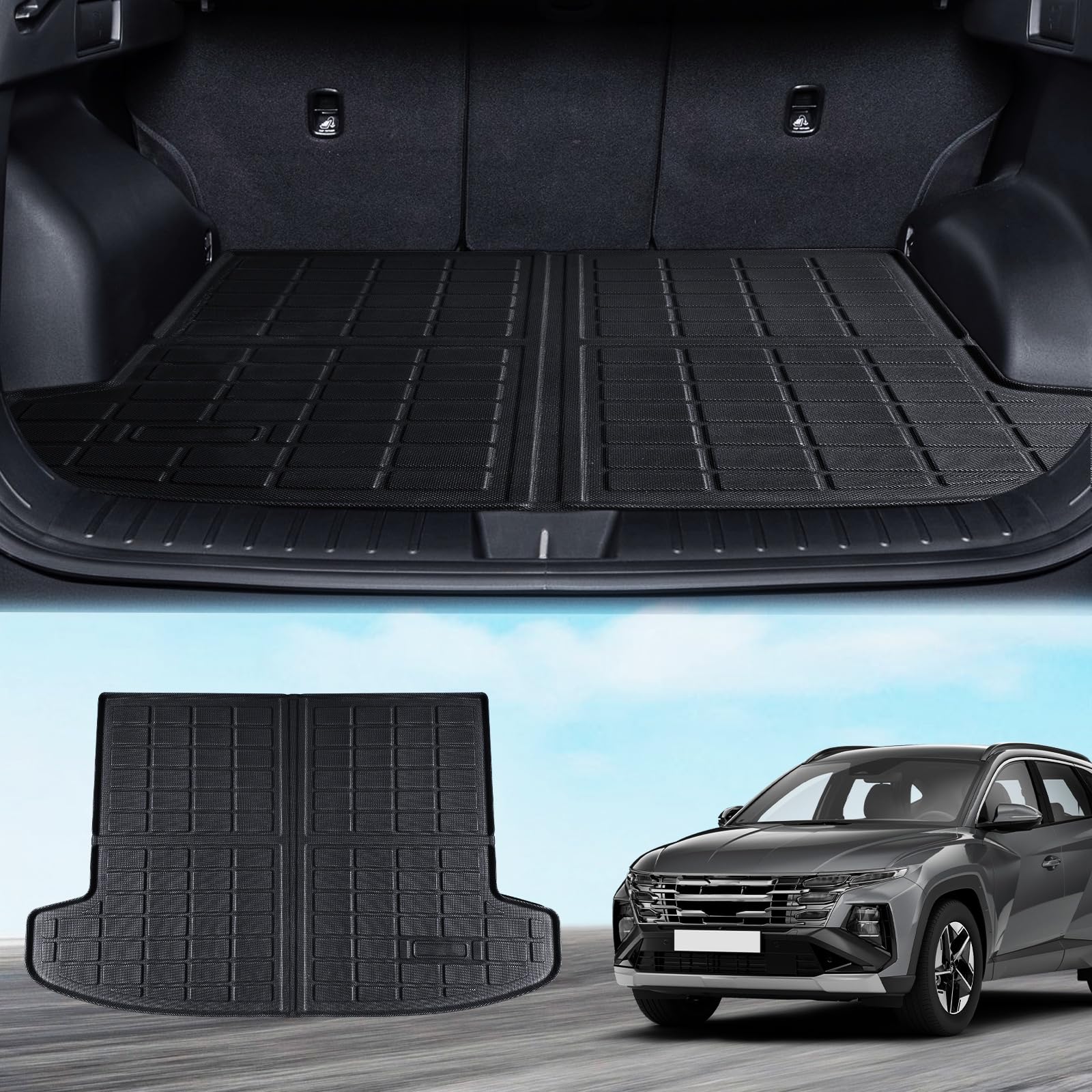 Vassoio Bracciolo Per Auto EMSea Per Hyundai Tucson NX4 2021-2022 | Organizzatore Con 3 Tappetini In Gomma | Stile A