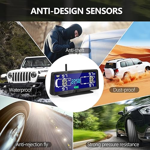 Miniatura 10 de Hieha Sistema de monitoreo de presión de neumáticos de caravana, TPMS solar de 7.84 pulgadas para caravana, remolque, camioneta, quinta rueda,