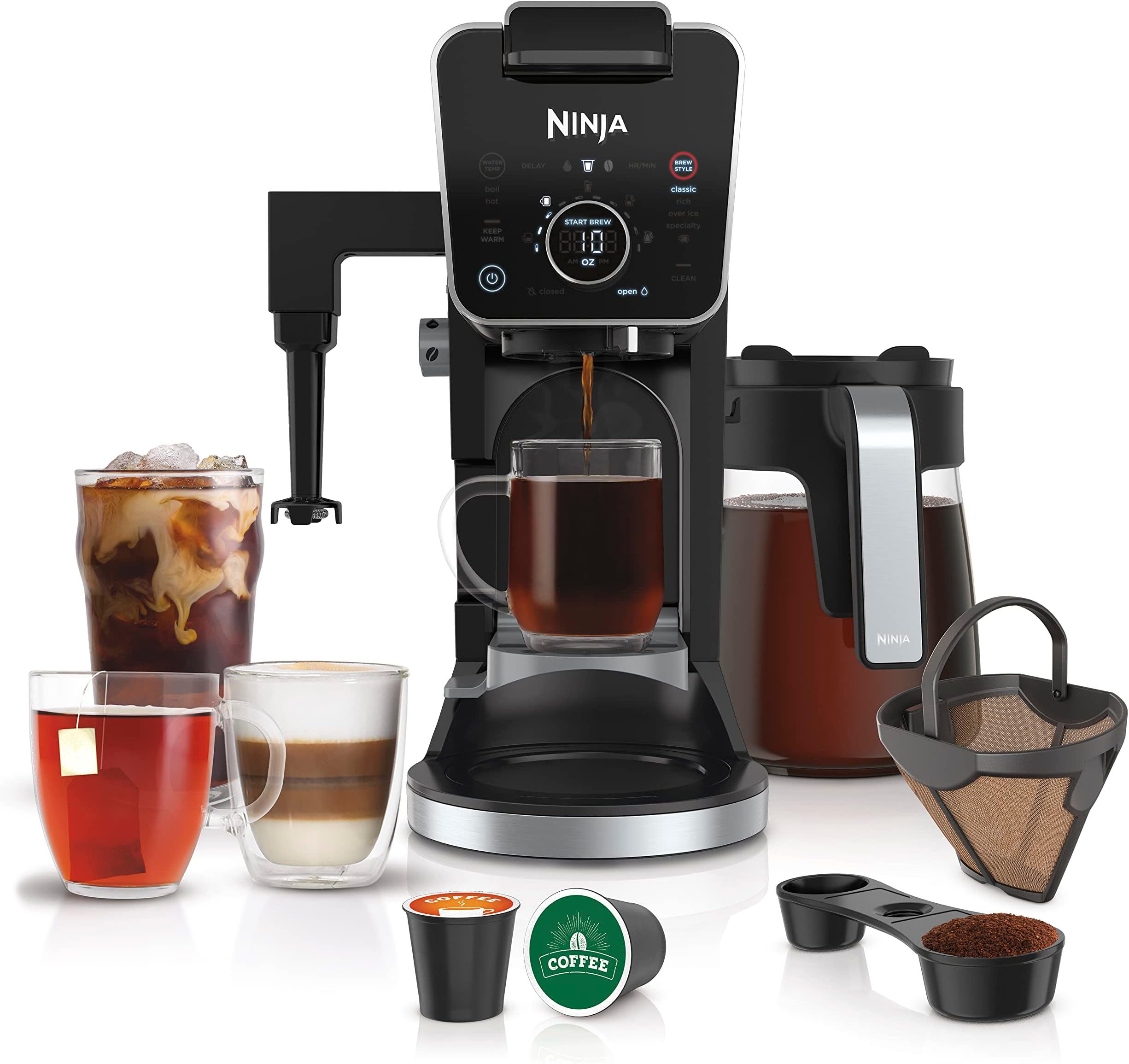 Hot and Iced Coffee Maker, Single Serve Coffee Maker and Drip Coffee Machine, DualBrew Pro Specialty 12-Cup with K-Cup Combo, Includes Permanent Filter, CFP307