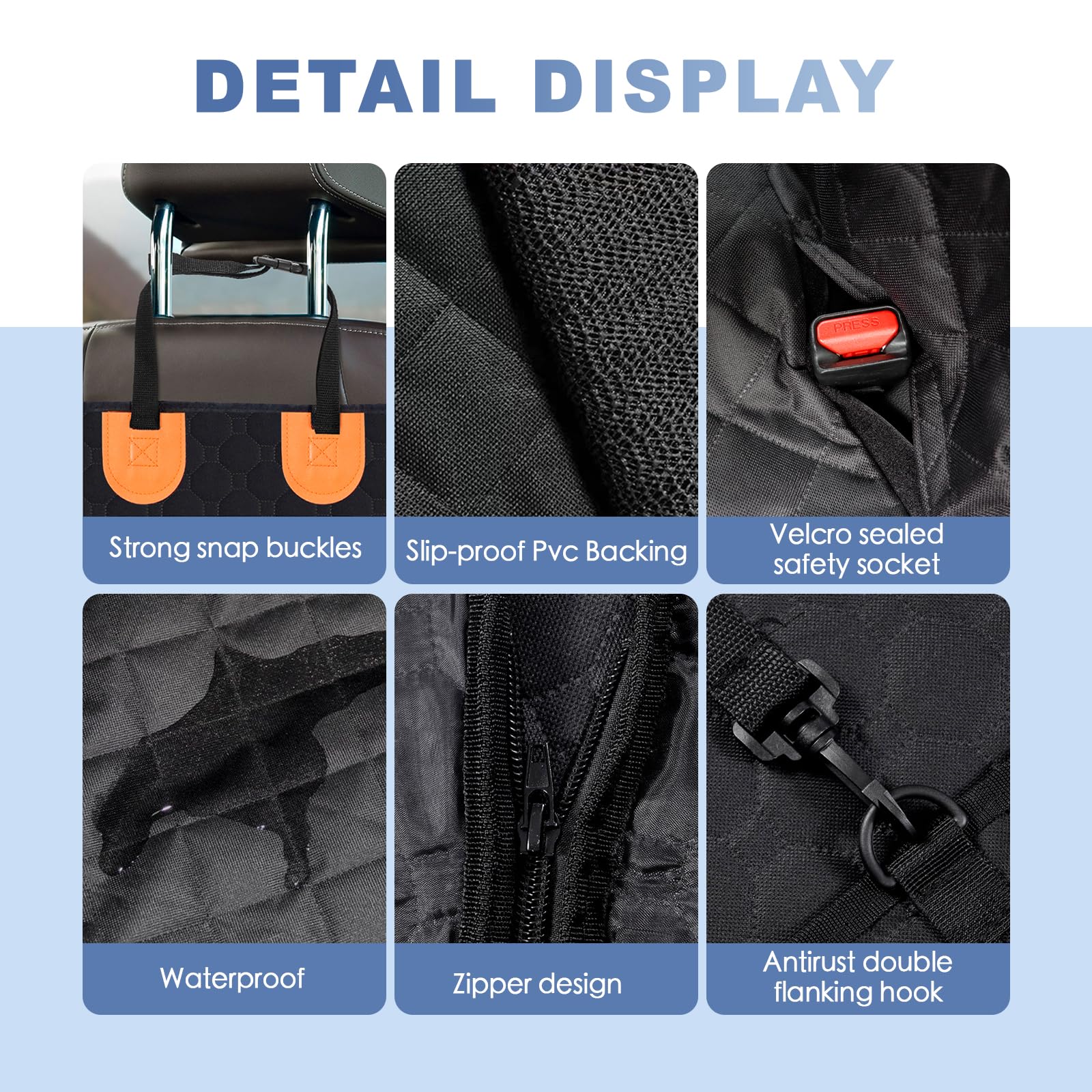 Leashelllinco Dog Back Seat Cover Hammock, Waterproof 600D Heavy Duty Dog Car Seat Cover with Side Flaps, Scratch-Resistant Bench Seat Protector for Cars, SUVs & Trucks Grey - image 7