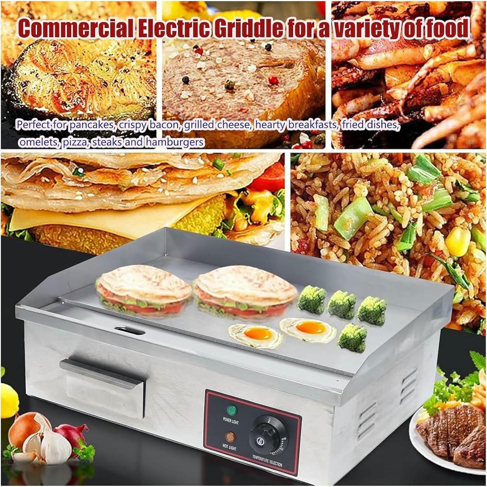 Piastra elettrica da banco, griglia da Cucina Commerciale in Acciaio Inox, friggitrice elettrica, Piastra elettrica da banco Commerciale