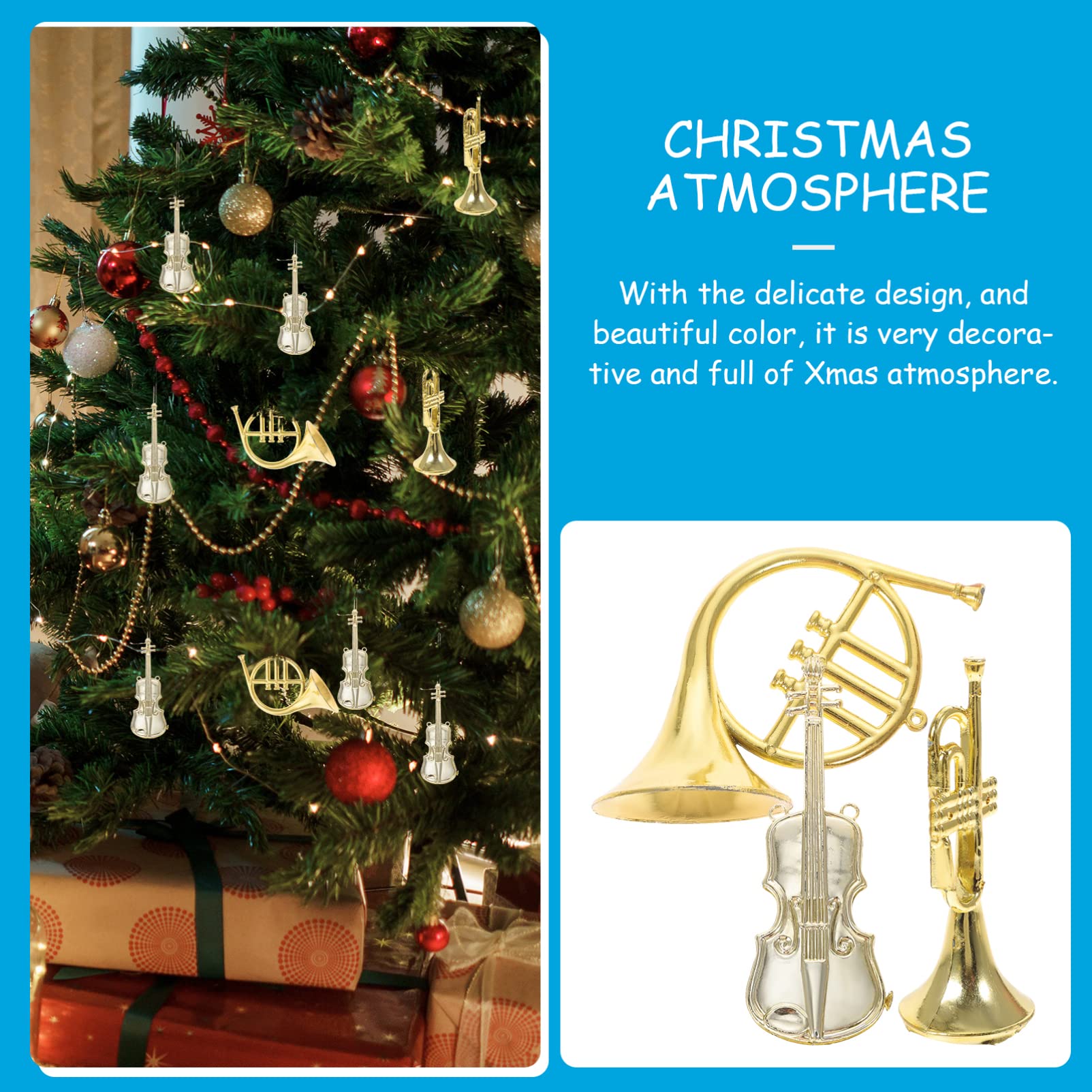 Toyvian 12pcs Musical Instrument Christmas Ornaments - Image 3