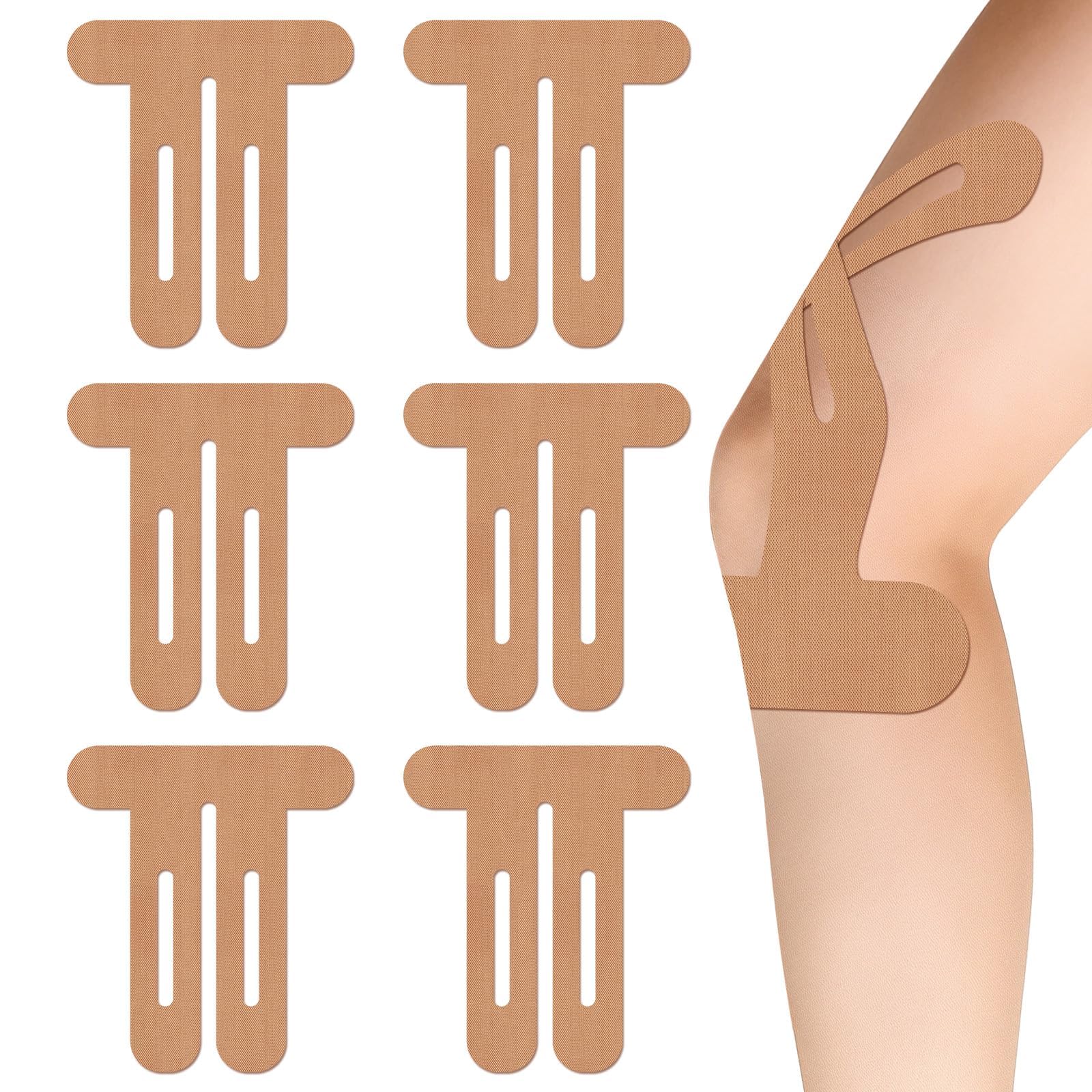 6PCS Precut Kinesiology Tape Knee Tape 22x25cm Strips Rock Tape Kinesiology Tape Latex-Free for Knee Support Muscle Joint