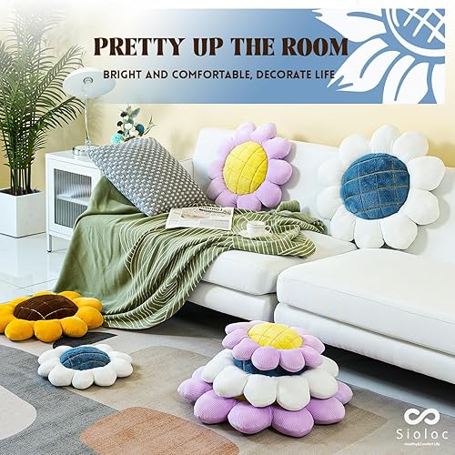 Miniatura 2 de Sioloc Almohada de girasol, almohada en forma de flor, cojín de asiento, bonita decoración de habitación y almohada de felpa para dormitorio, sofá y