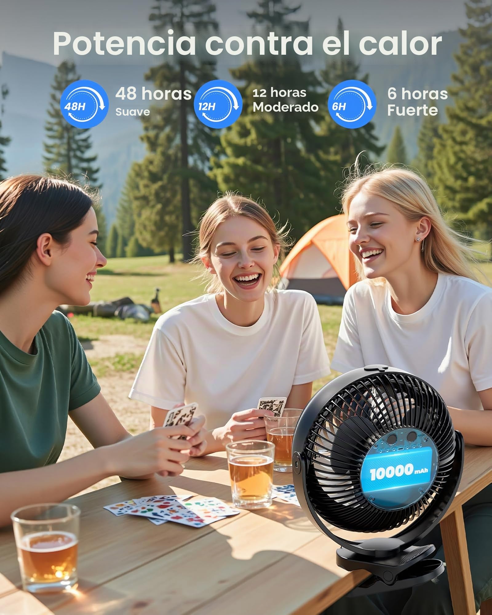 Koonie Ventilador de nebulización de 8 pulgadas, 10000 mAh, funciona con
