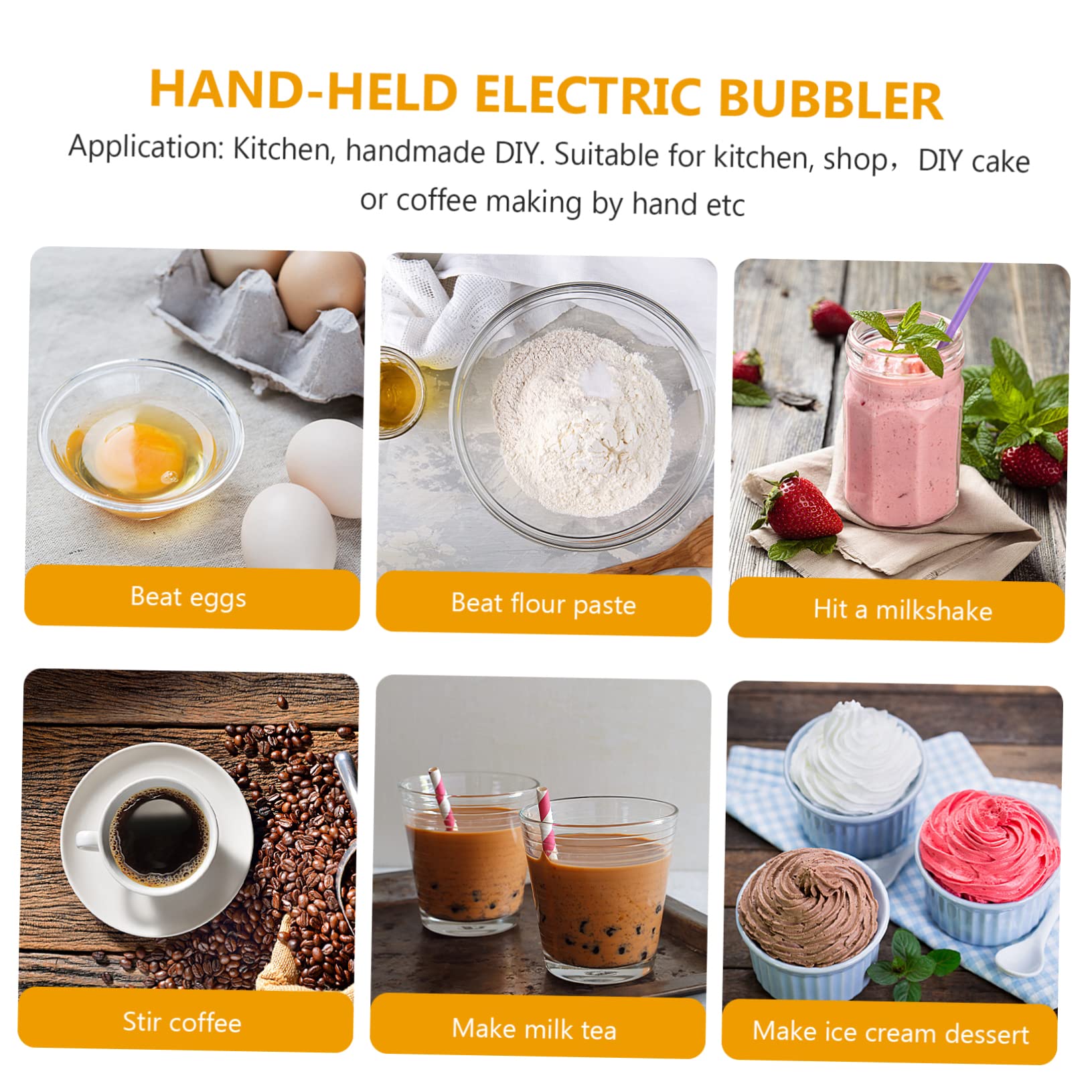 Batidor Eléctrico Portátil para Leche y Huevos Cabezal de Acero Inoxidable, Fácil de Transportar, Adecuado para Uso en Casa y Picnics al Aire Libre