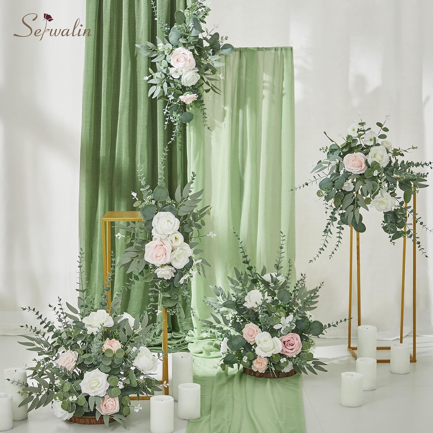 Serwalin 100pcs Artificial Mixed Eucalyptus Stems Leaves Bulk, 4Kinds Fake Greenery Silver Dollar Eucalyptus Leaves Picks,Faux Greenry Stems Sprays for DIY Bouquets Floral Arrangement Home Decor - Image 3