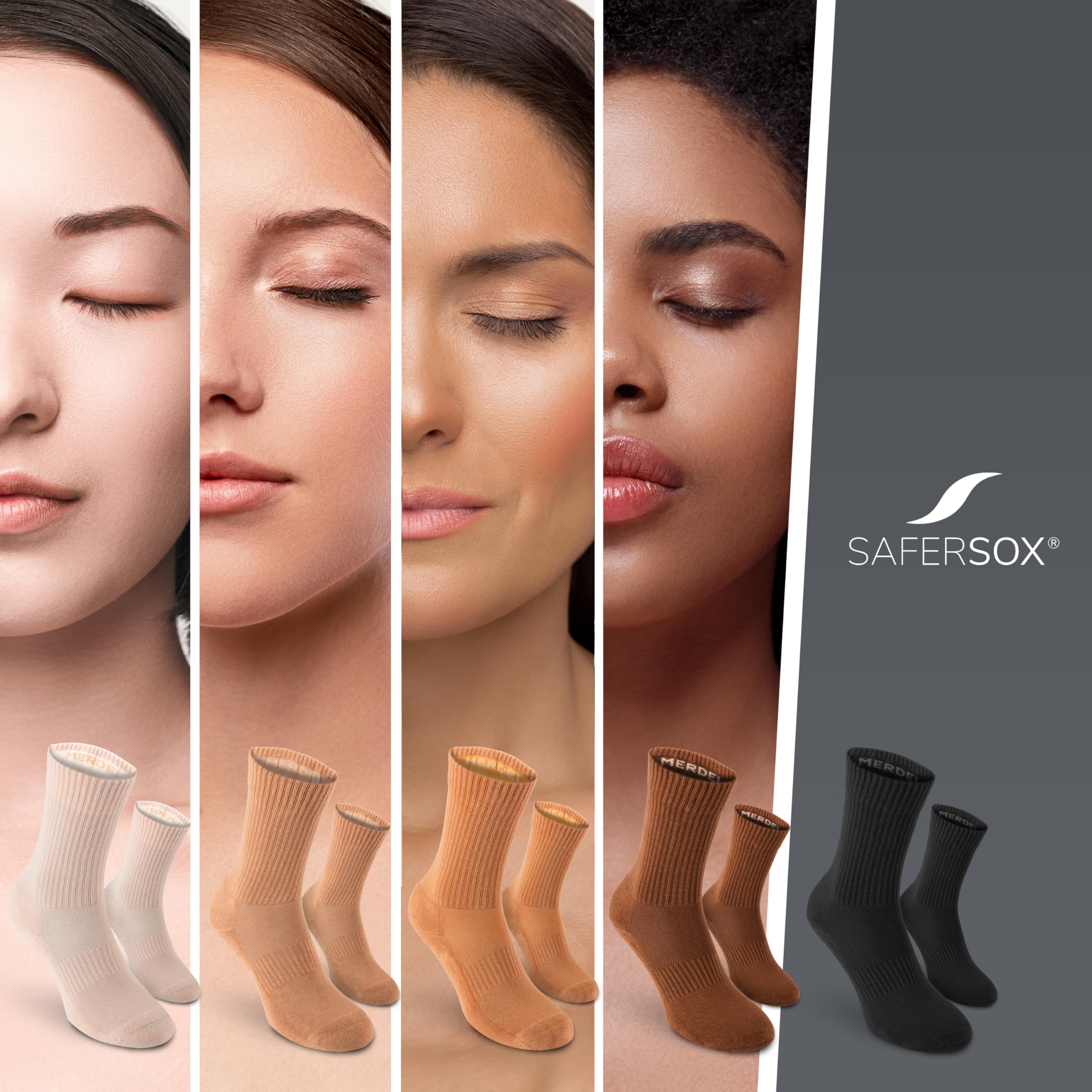 Safersox Tanzsocken für Ballett & Contemporary – 3 Paar für Damen & Herren | Für Ballett, Jazz & Modern Dance: Socken zum Tanzen ohne Grip, perfekt zum Drehen. Ohne Logo in vielen Hautfarben