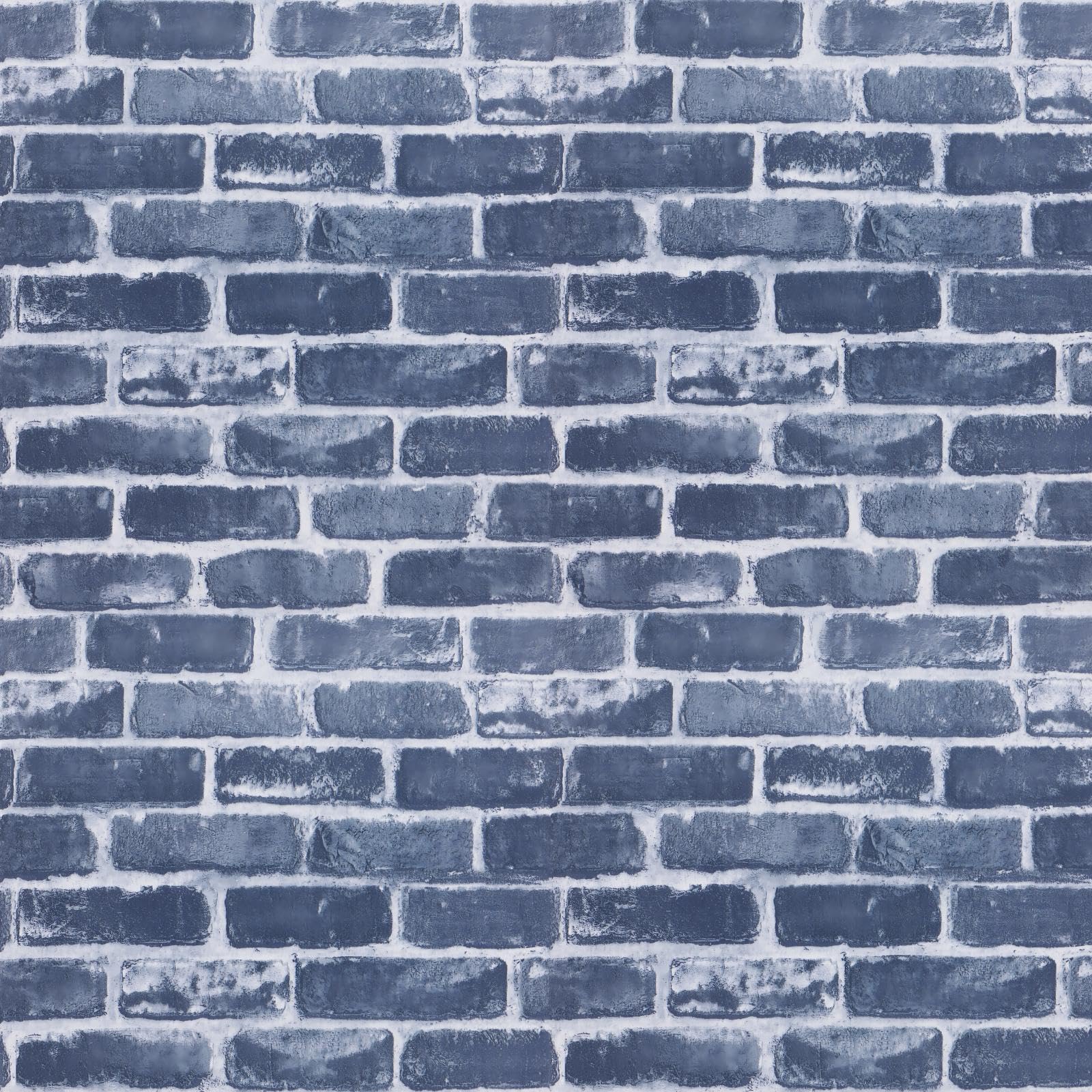 Timeet Peel and Stick Faux Brick Wallpaper - Blue, 17.7" x 197" Removable Vinyl Roll for Bedroom & Living Room Decor — image 1