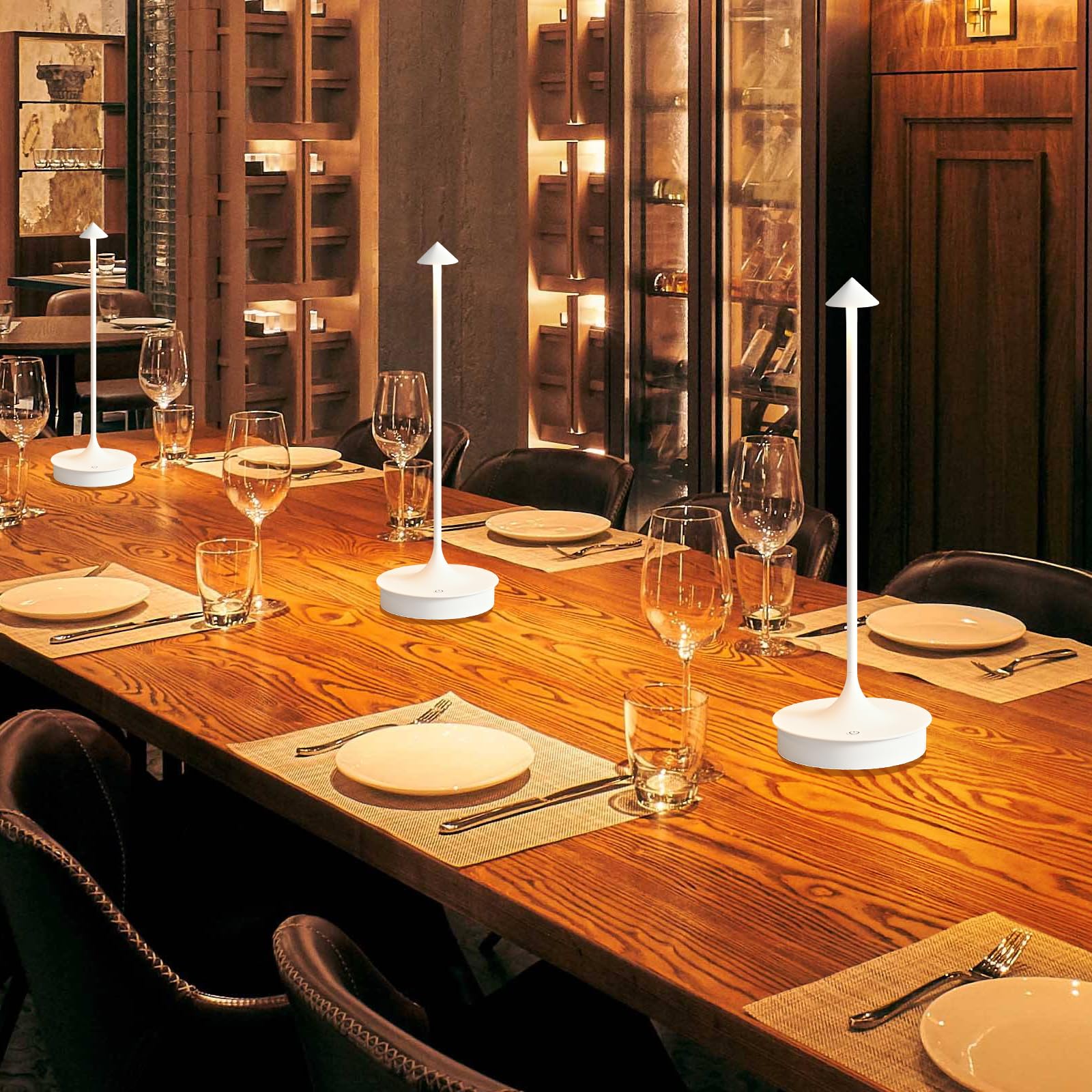 Hikyskin Lámpara de Mesa Inalámbrica LED Lámpara de Mesa Recargable Lámpara de Mesa de Pilas 4000mAh Lámpara de Mesa Exterior Portatil Lámparas Para Mesa de Restaurante/Bar/Recamara