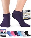 Bamboo Viscose Ankle Diabetic Socks for Women and Men - 6 Pairs | Moisture-Wicking, Super Soft, Non Binding