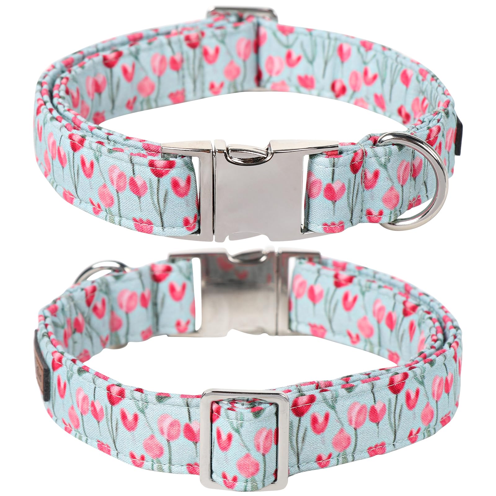 Lionet Paws Design Dogs Collar Cute Flower Sailor Bow Dog Collars for Girl Female Small Medium Dogs with Tulips S - Image 2