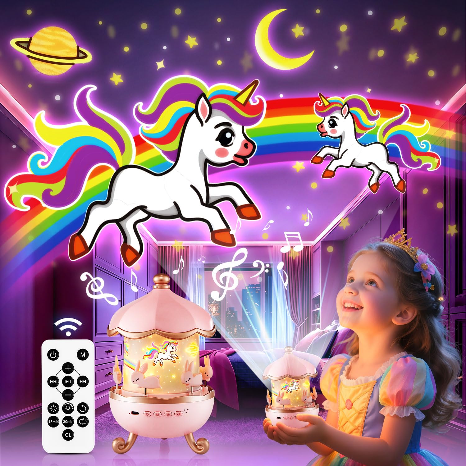 Sponsored Ad - Onefire Night Light for Kids Gifts, 15 Sound Machine Baby Night Light, 15 Films Star Projector for Kids Room Decor, Brightness Unicorn Light Projector for Toddler Girl Toys Toddler Girl Gifts Age 1-5