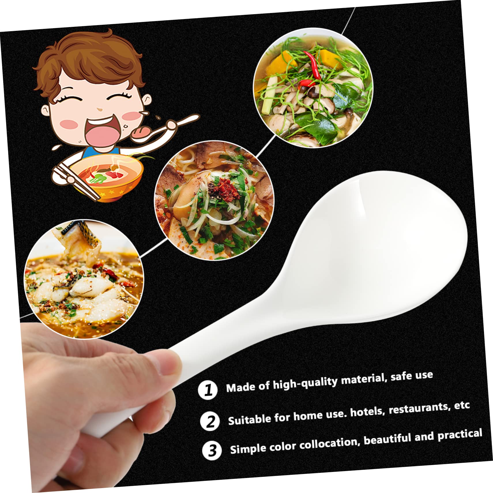 MAGICLULU Juego de Cucharas de Sopa de Porcelana Cucharas Grandes de Cerámica para Cocinar Mangos