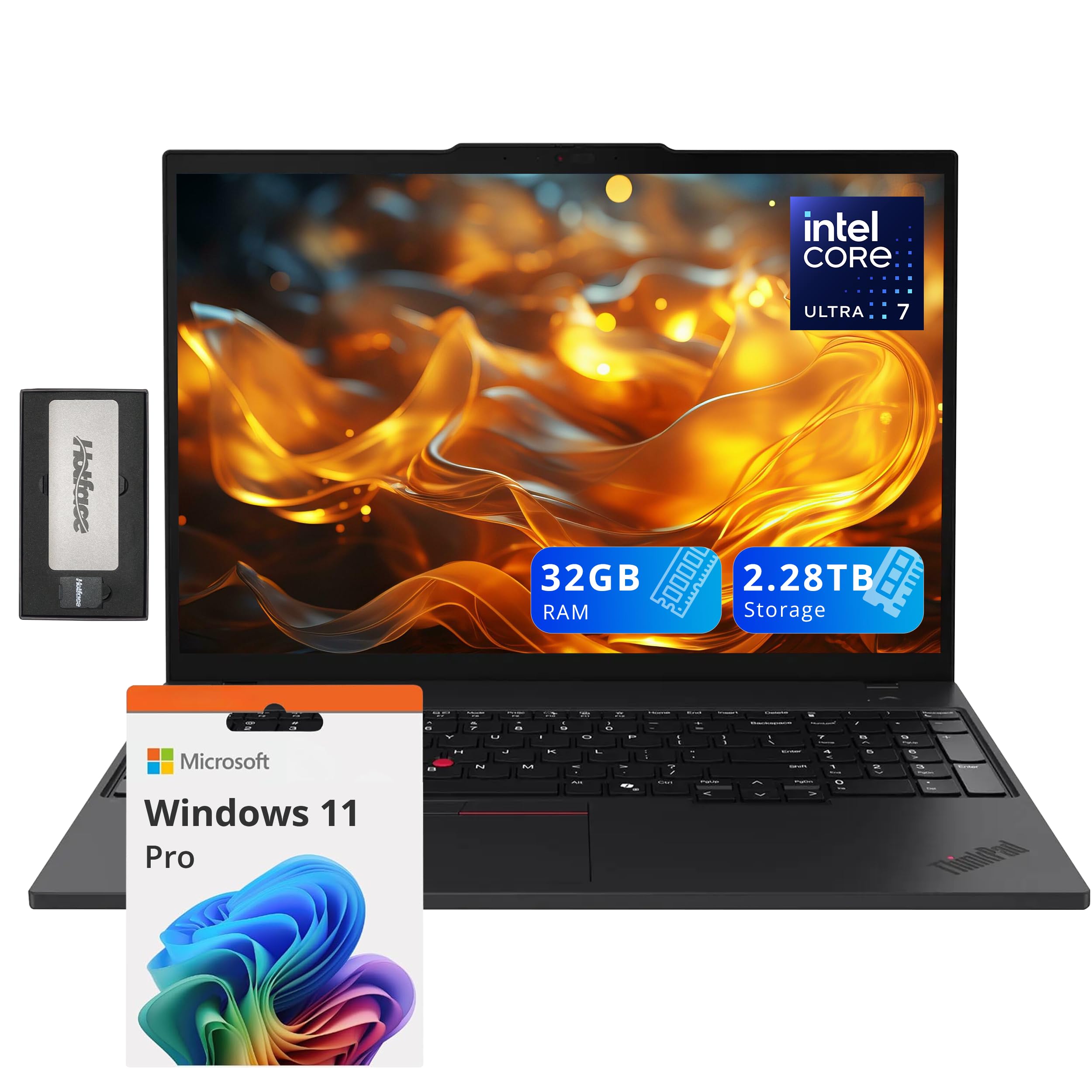 Lenovo ThinkPad T16 G3 16" WUXGA Laptop, Intel Ultra 7 155U, 32GB DDR5, 2.28TB Storage(2TB SSD+288GB Docking Station Set), Backlit Keyboard, Fingerprint Reader, 5MP Camera, Wi-Fi 6E, Win 11 Pro, Black