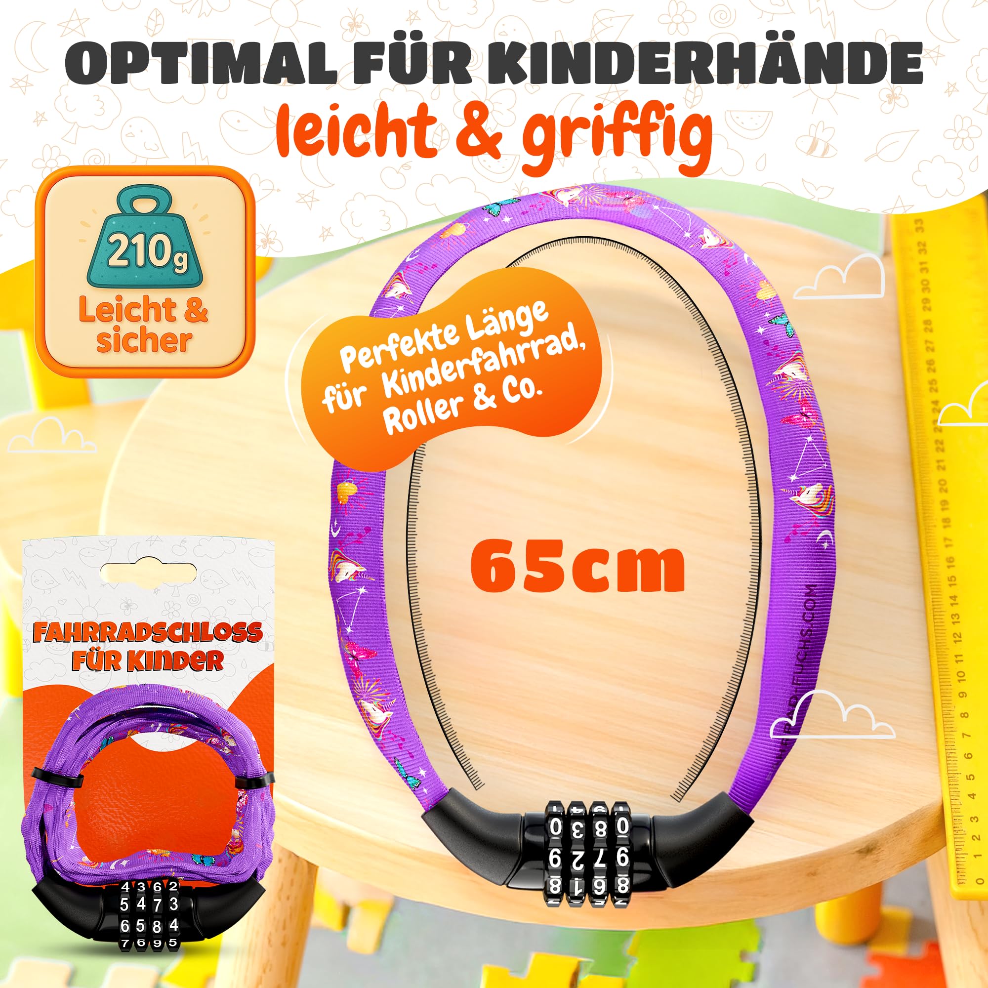 fahrradschloss einfach Kinder mit Zahlencode – Einhorn – leicht und sicher – Kinder Fahrradschloss Zahlenschloss – 65 cm – Zahlenschloss Fahrrad – Schloss Zahlencode für Kinderfahrrad Sport & Freizeit Wähle Deine Größe:51-55 Radsport nach Bandscheibenvorfall | Erinnerungsstueck