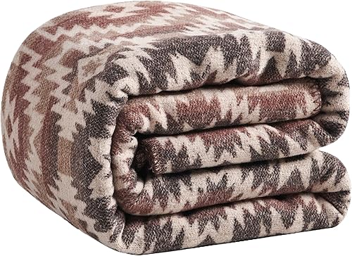 Miniatura 3 de Paseo Road by HiEnd Accents Mesa - Manta de mezcla de lana, 110 x 96 pulgadas, súper King, estampado geométrico marrón, patrón azteca tribal navajo,