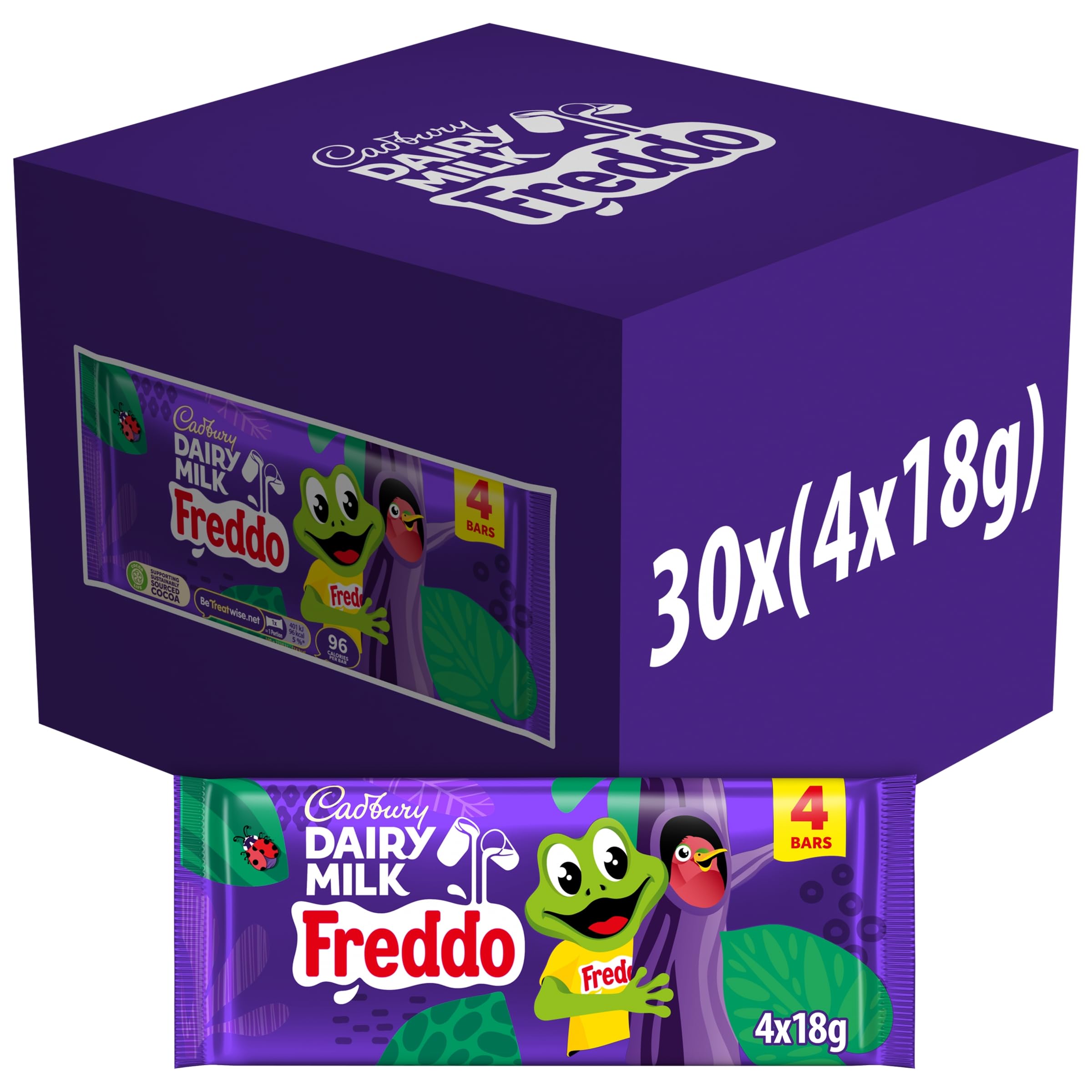 Cadbury Dairy Milk Freddo Chocolate Bars, 4 x 18 g (Pack of 30)