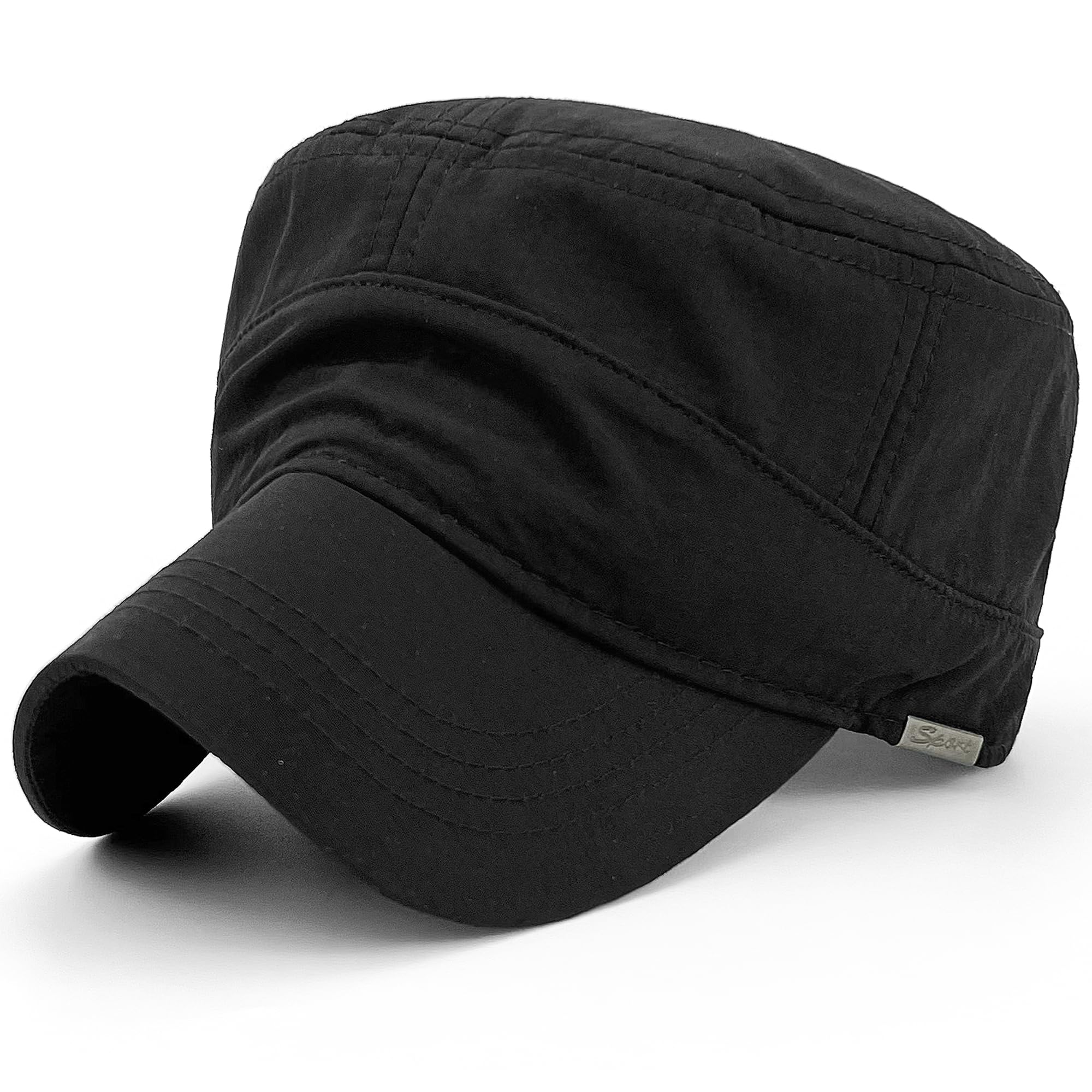 Rayna Fashion mens Quick Dry Cadet Army Waterproof Military Flat Top Baseball Dad Sun Outdoor Sports Cap, A-black, X-Large, A-black, XL