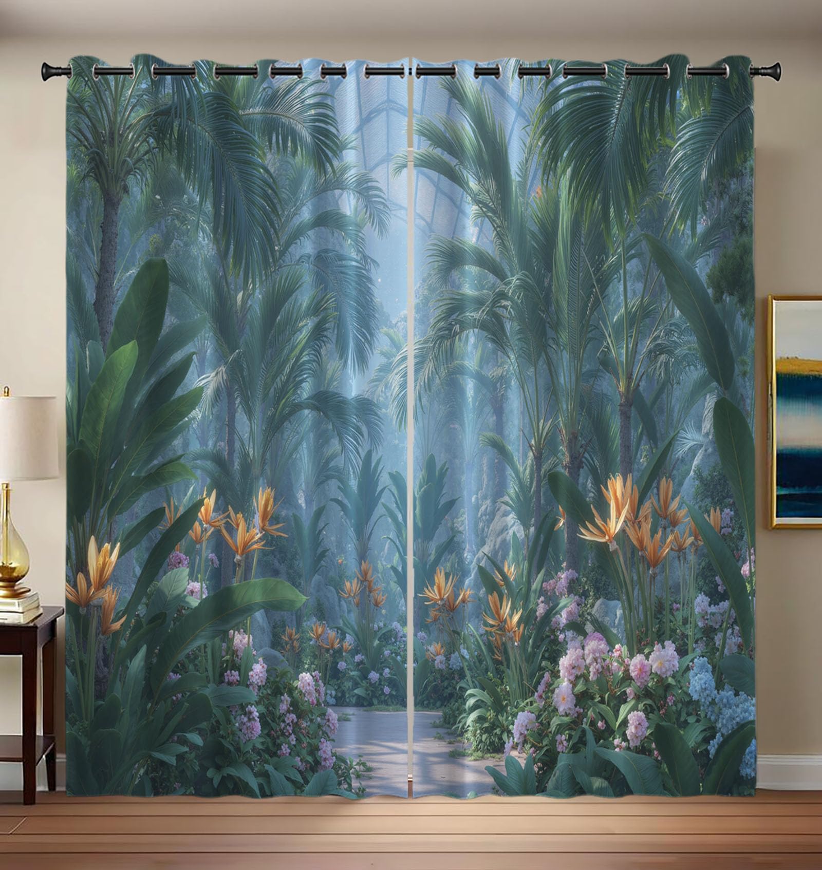 Rideaux occultants pour fenêtres de chambre ambiance tropicale