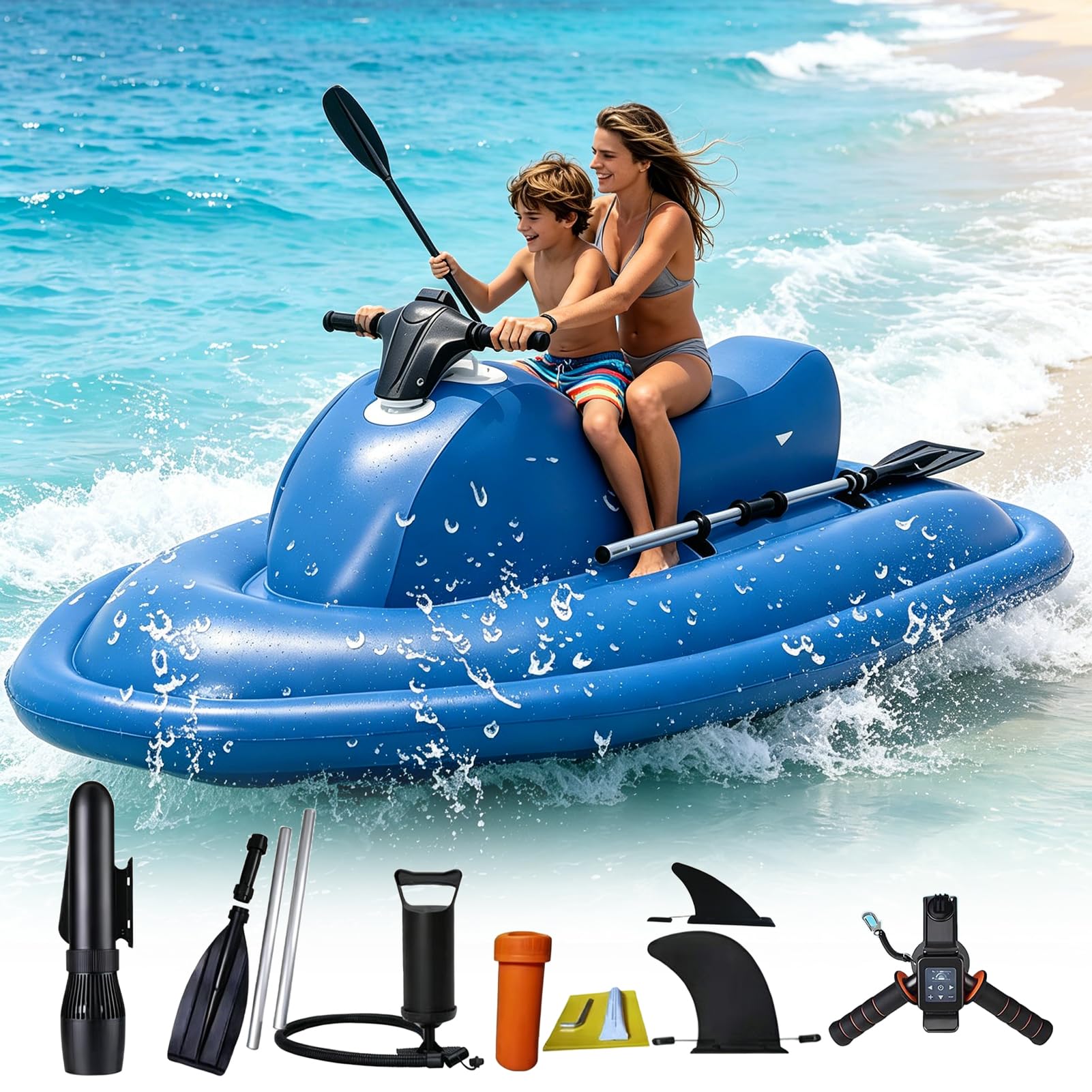 TDSYOCG Electric Inflatable Jet Ski & Underwater Scooter Combo, 500W/700W Brushless Motorized Boat, High Capacity 130 Min Runtime Water Surf Boat for Snorkeling, Diving & Lake Sports