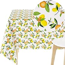 KP HOME Nappe rectangulaire en PVC facile à nettoyer - 250 x 140 cm - Motif fruits citrons - Nappe de table rectangulaire en toile cirée imperméable - Pour table de salle à manger - Jaune coloré