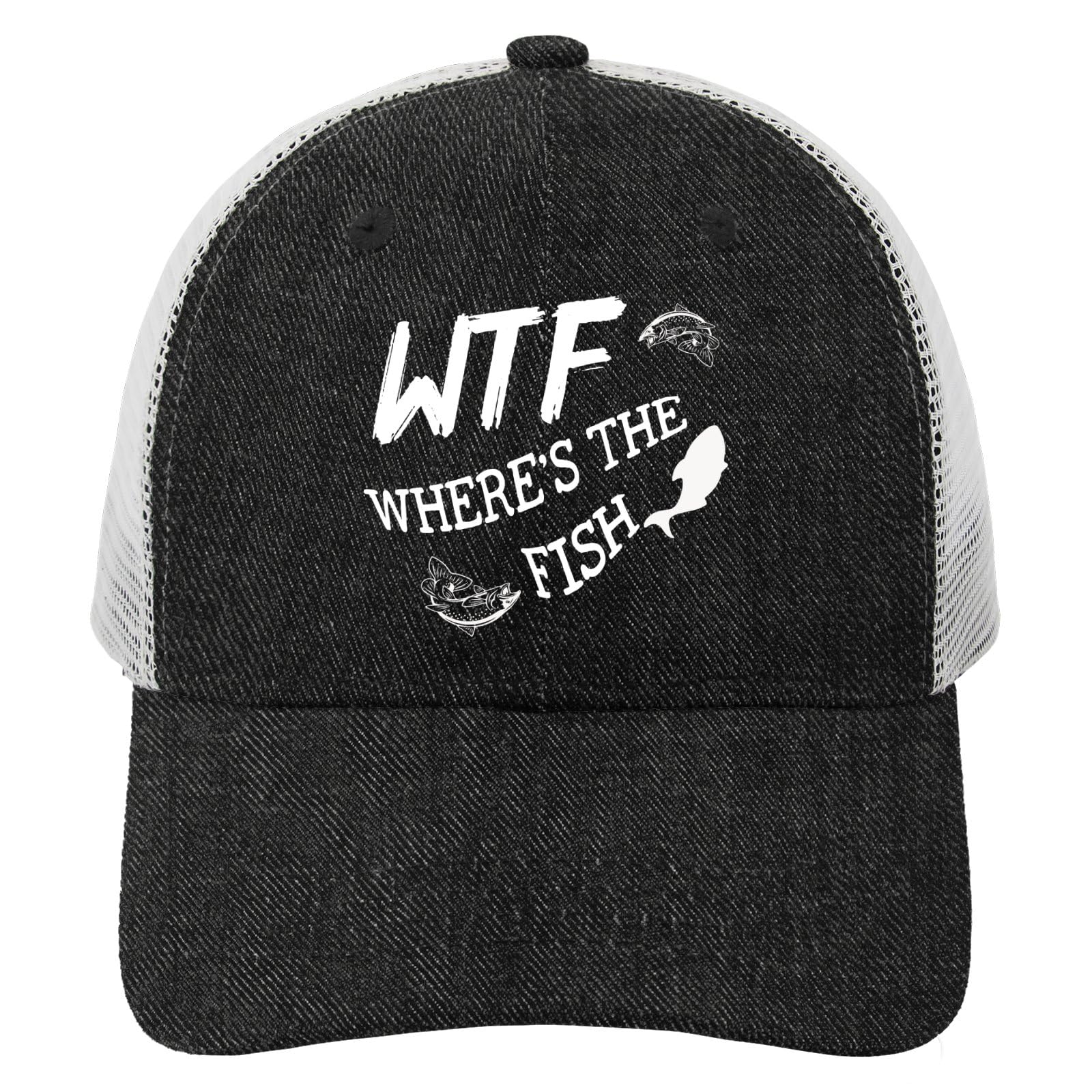 Funny Fishing Trucker Hat WTF Where's The Fish Hat T Sun Hats Cycling Cap for
