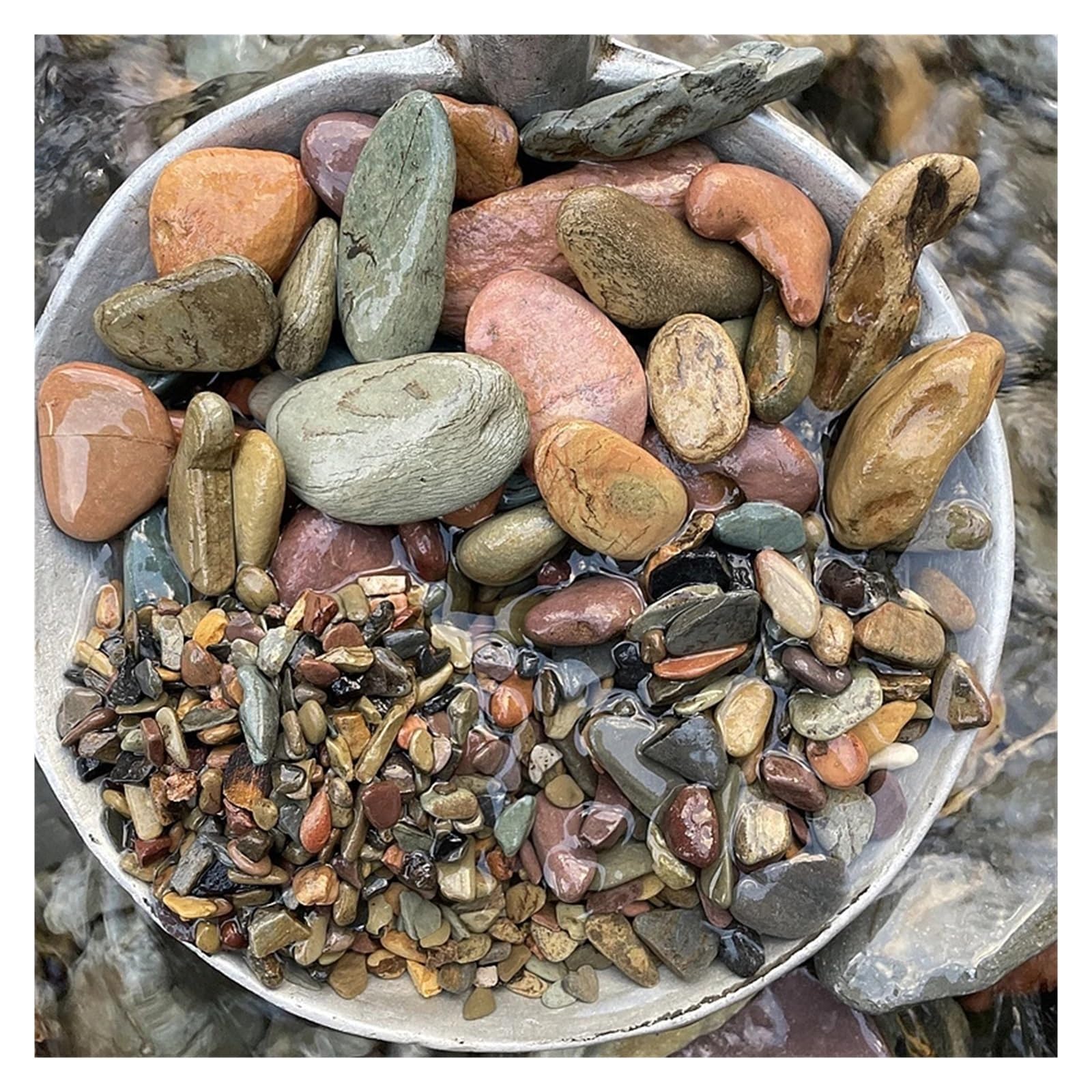 Pierres Décoratives pour Aquarium 100/200/500g Fond d'aquarium Pierre de Sable Aquarium Paysage ruisseau natif Naturel Jardin Bricolage Accessoires décorations(4-8mm,500g)